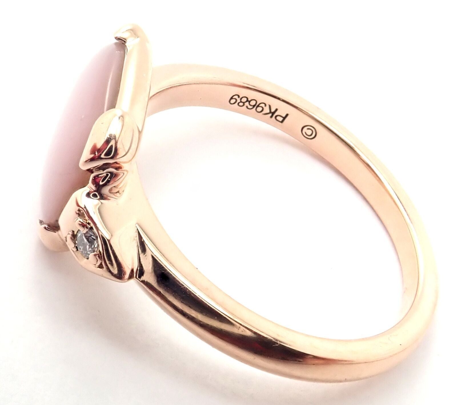 Authentic Cartier Tortue 18K Rose Gold Diamond Mother of Pearl Ring - Luxury Jewelry for Women, Elegant Gift for Anniversary & Special Occasions