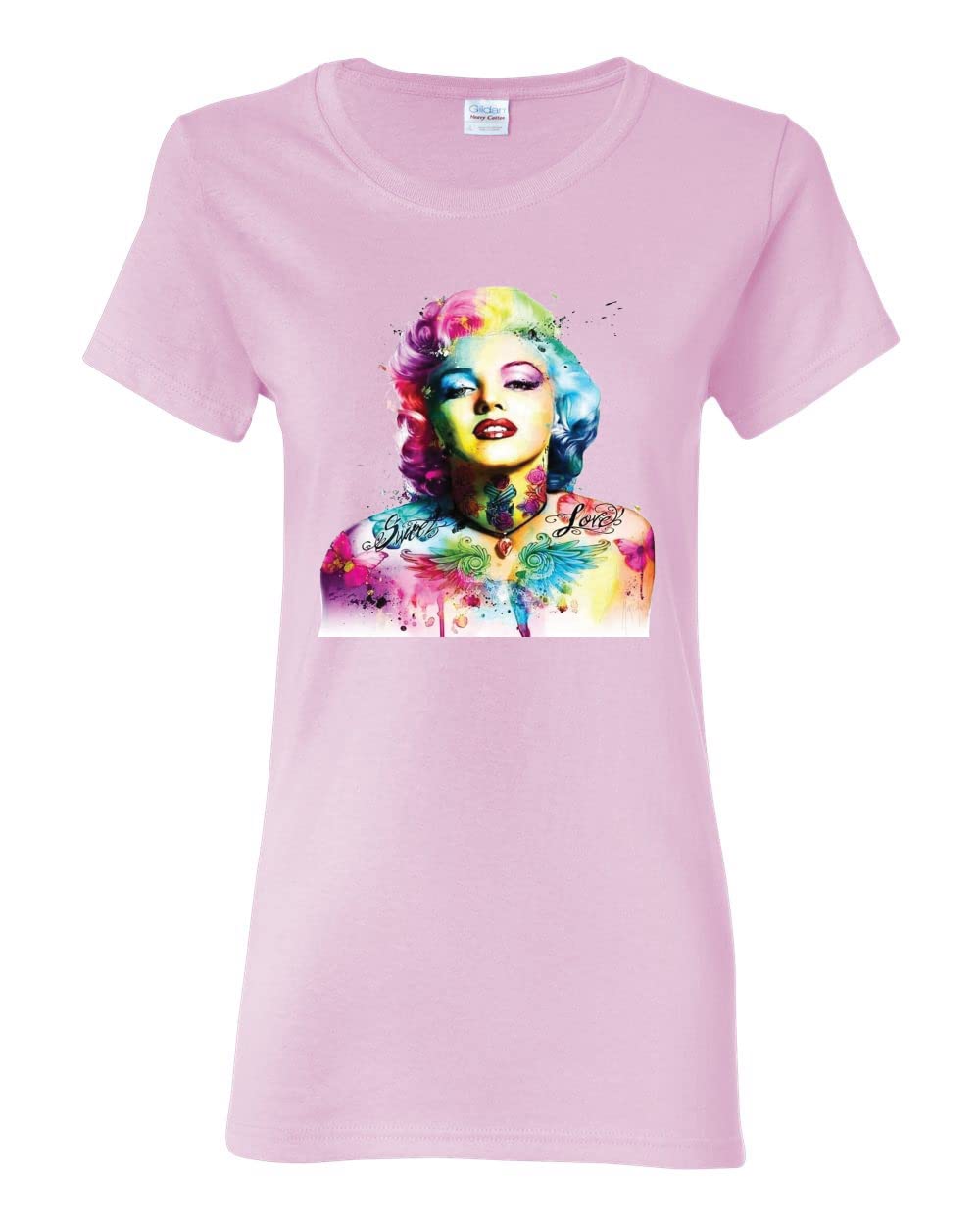 Vintage Marilyn Monroe Pop Art Graphic T-Shirt for Women - Colorful Retro Pop Culture Tee in Light Pink (3XL) | Casual Wear, Gift Idea & 1950s Style Fashion