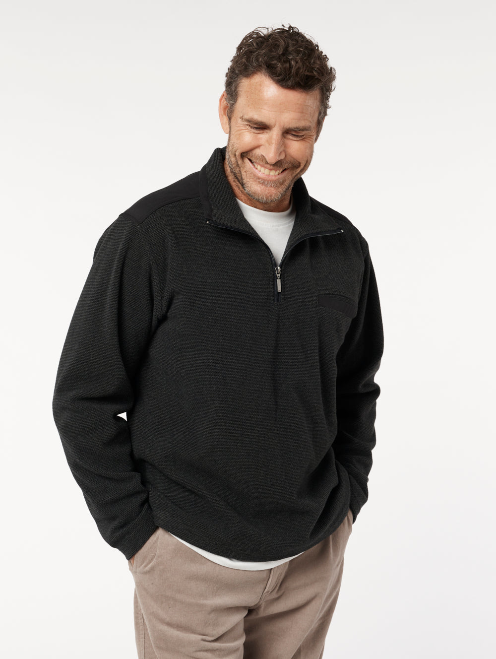 Tatum Half Zip Pullover Sweatshirt - Black | Men's Casual Fleece Hoodie for Gym, Running & Outdoor Activities