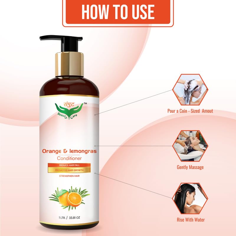 Orange & Lemongrass Hair Conditioner for Oily Scalp - Promotes Hair Growth & Strengthens Hair - Natural Volumizing Conditioner for Daily Hair Care & Scalp Health