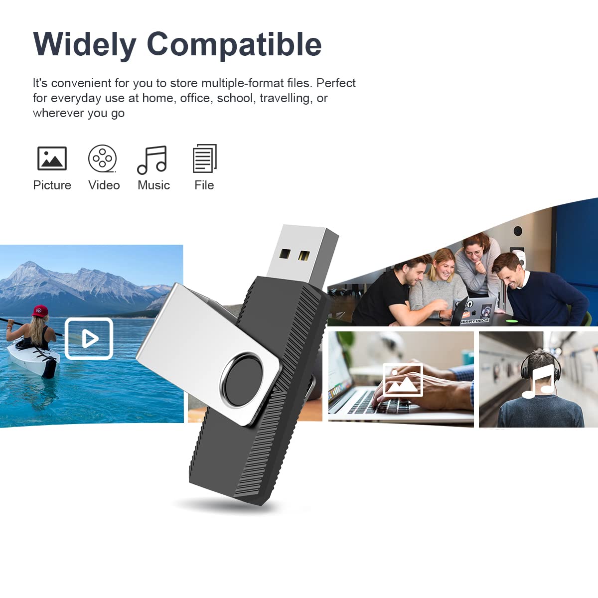 Aiibe 64GB USB Flash Drive 50 Pack - Bulk USB 2.0 Thumb Drives Memory Sticks for Business, School, Data Storage & File Sharing - Black