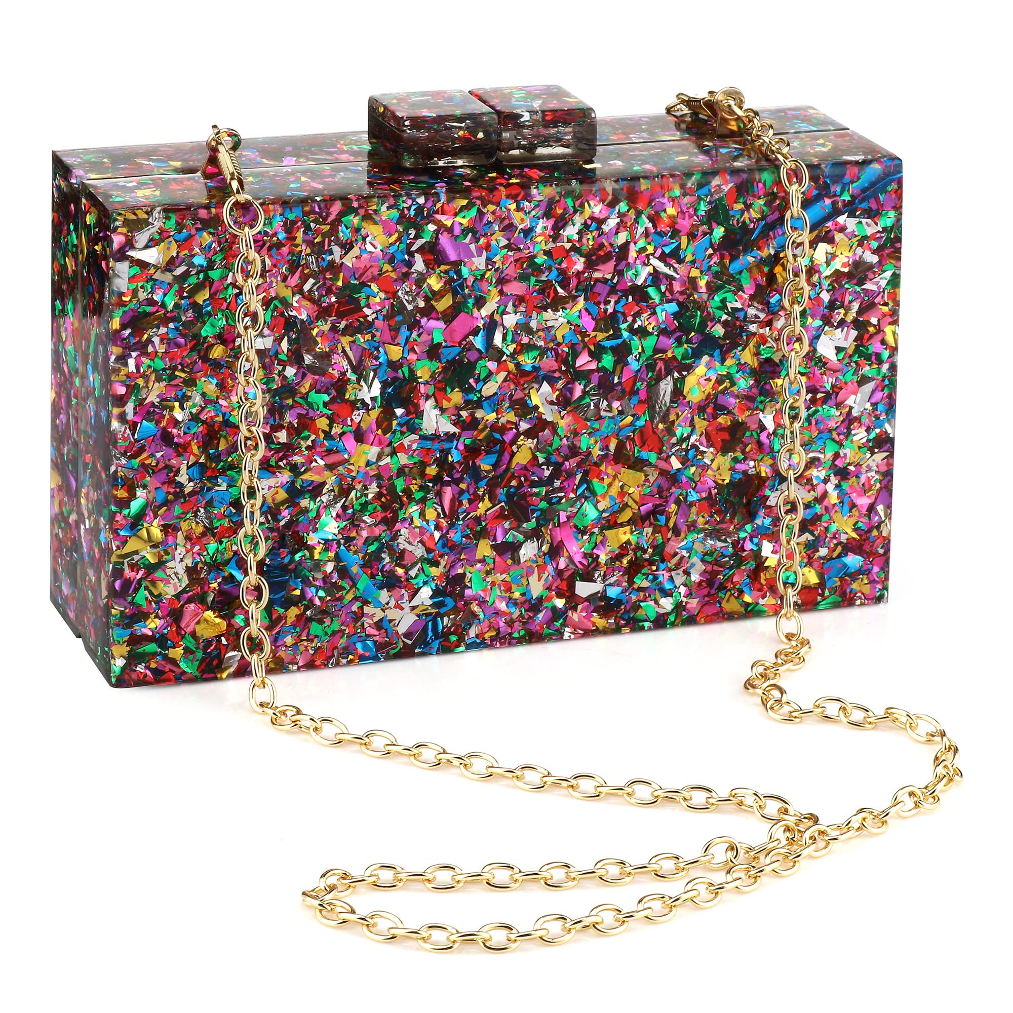 Acrylic Multicolor Women's Clutches & Evening Bags - Elegant Shoulder Crossbody Purse for Wedding, Prom, Party & Formal Events | Perfect for Date Nights, Galas and Special Occasions