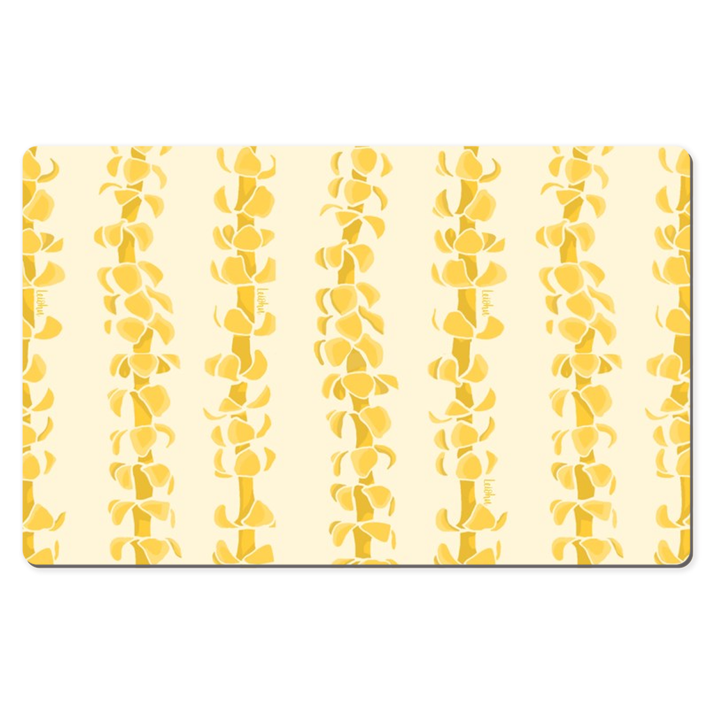 Puakenikeni Lei Desk Mat - Non-Slip Office Mouse Pad with Hawaiian Floral Design for Laptop & Computer Workstations | Perfect for Home Office, Gaming Setup & Workspace Decor