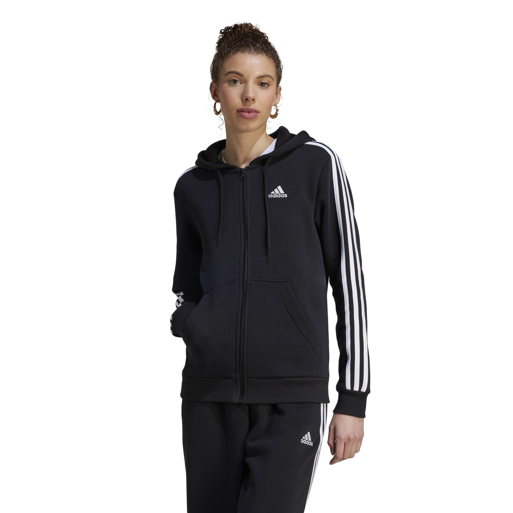 Adidas Women's Essentials Full-Zip Hoodie - Lightweight Fleece Jacket for Casual Wear, Gym & Outdoor Activities