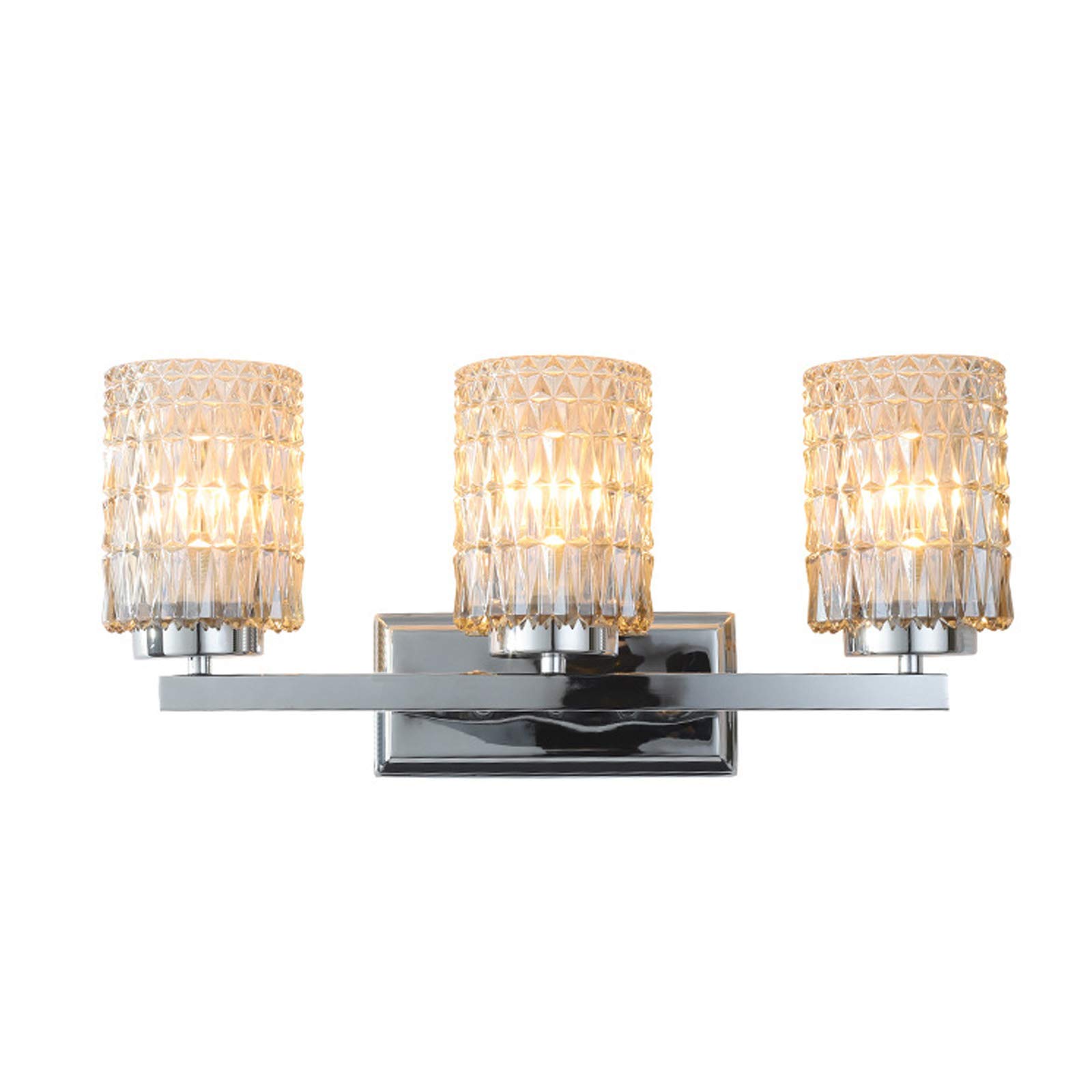 Vintage 3-Light LED Mirror Bathroom Wall Lamp - Chrome Finish with Crystal Glass Lampshade (E273) - Retro Metal Mirror Cabinet Lighting for Toilet, Hotel, Restaurant & Home Vanity Makeup Area