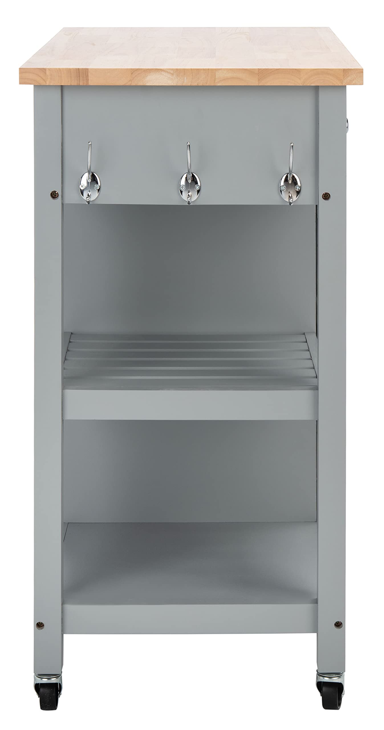 SAFAVIEH Locklyn 2-Drawer Rolling Kitchen Cart - Grey & Natural Storage Trolley with Wheels | Perfect for Small Spaces, Pantry Organization & Mobile Kitchen Storage