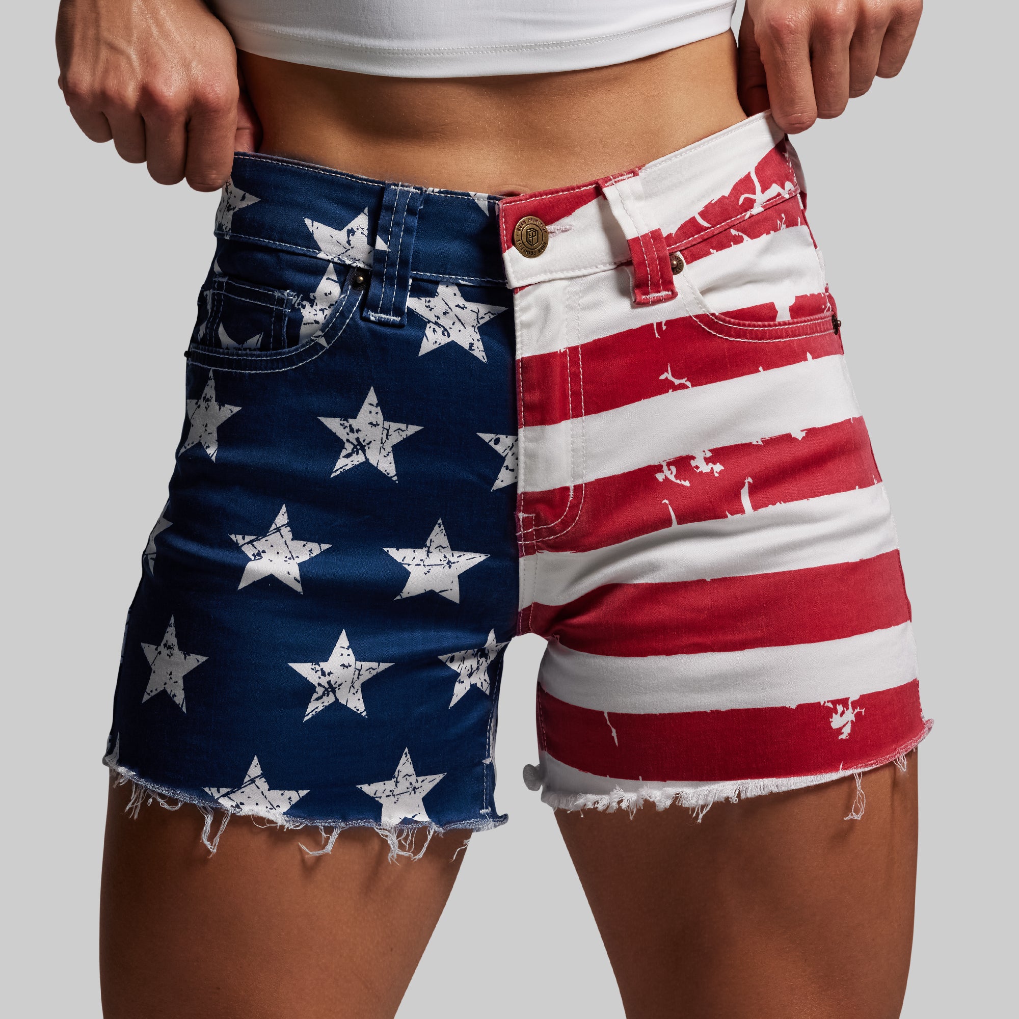 FLEX Stretchy Jean Shorts - American Flag Denim Shorts for Women | Comfortable & Stylish Casual Wear for Summer, Beach, BBQ & Outdoor Activities