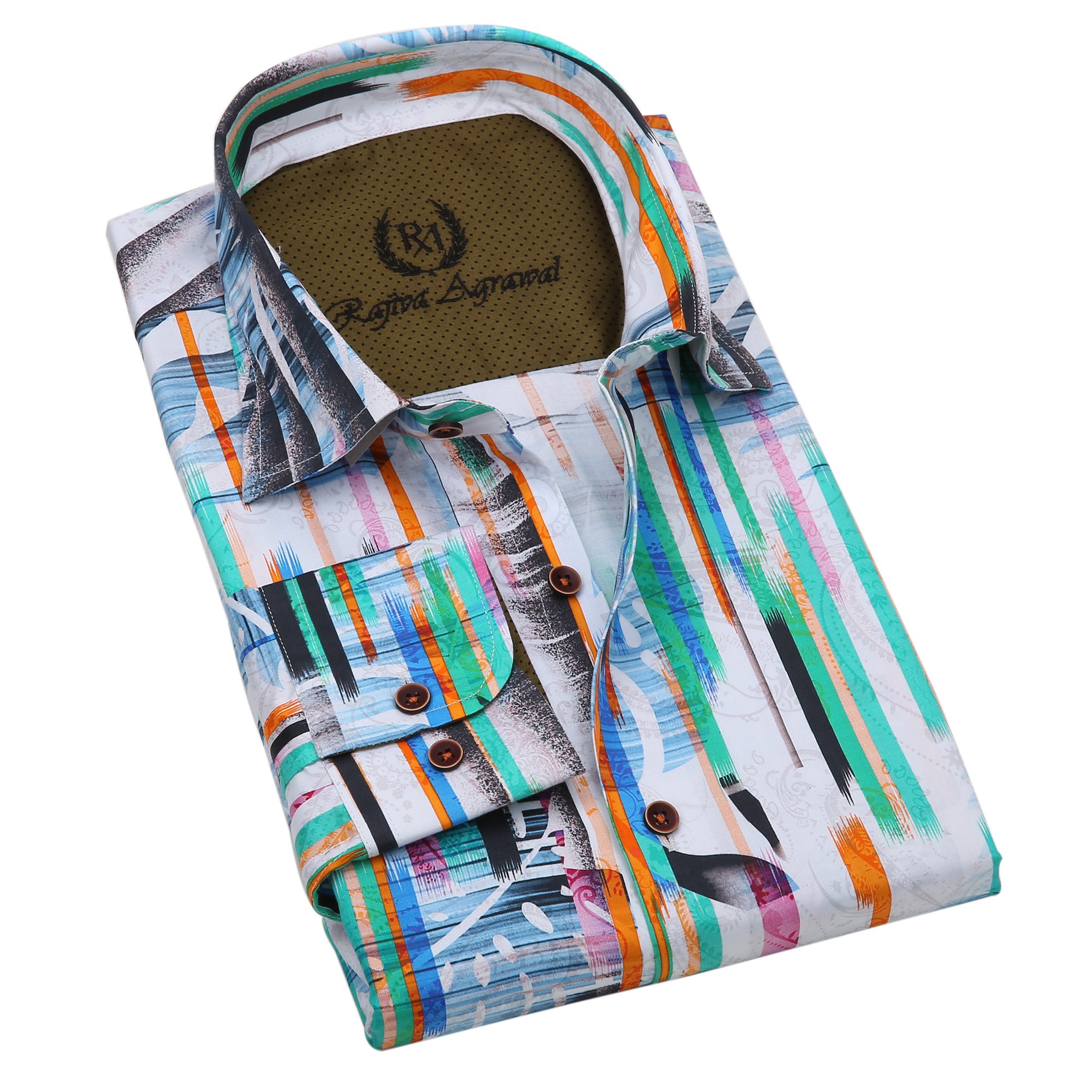 RA Rajiva Agrawal Skyfall Club Shirt for Men - Stylish Casual Button Down Shirt with Unique Print - Perfect for Nightclubs, Parties, and Social Events