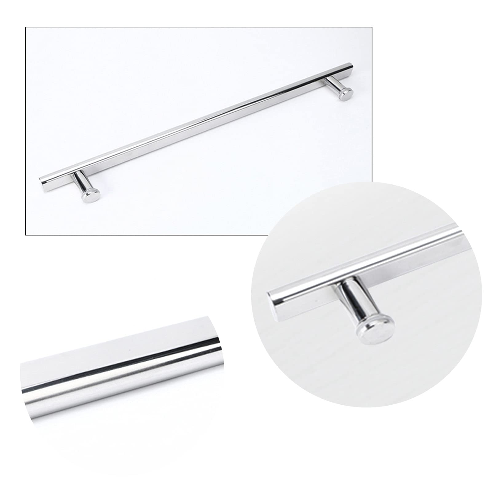 Stainless Steel Glass Door Handle for Bathroom - 400mm Full Polished Single-Sided Pull Handle Replacement - Perfect for Shower Doors, Glass Cabinets & Modern Interior Design