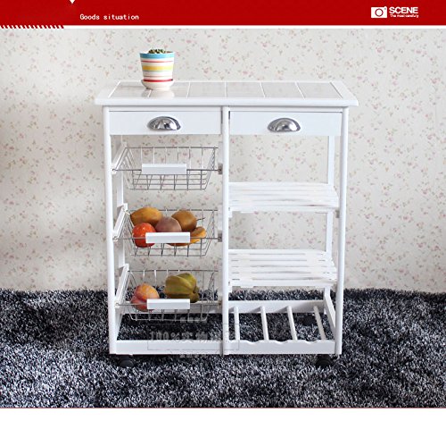 BNSPLY White Kitchen Island Cart with Storage & Drawers - Mobile Rolling Kitchen Organizer for Small Spaces, Countertop Extension, Pantry Storage & Food Prep Station