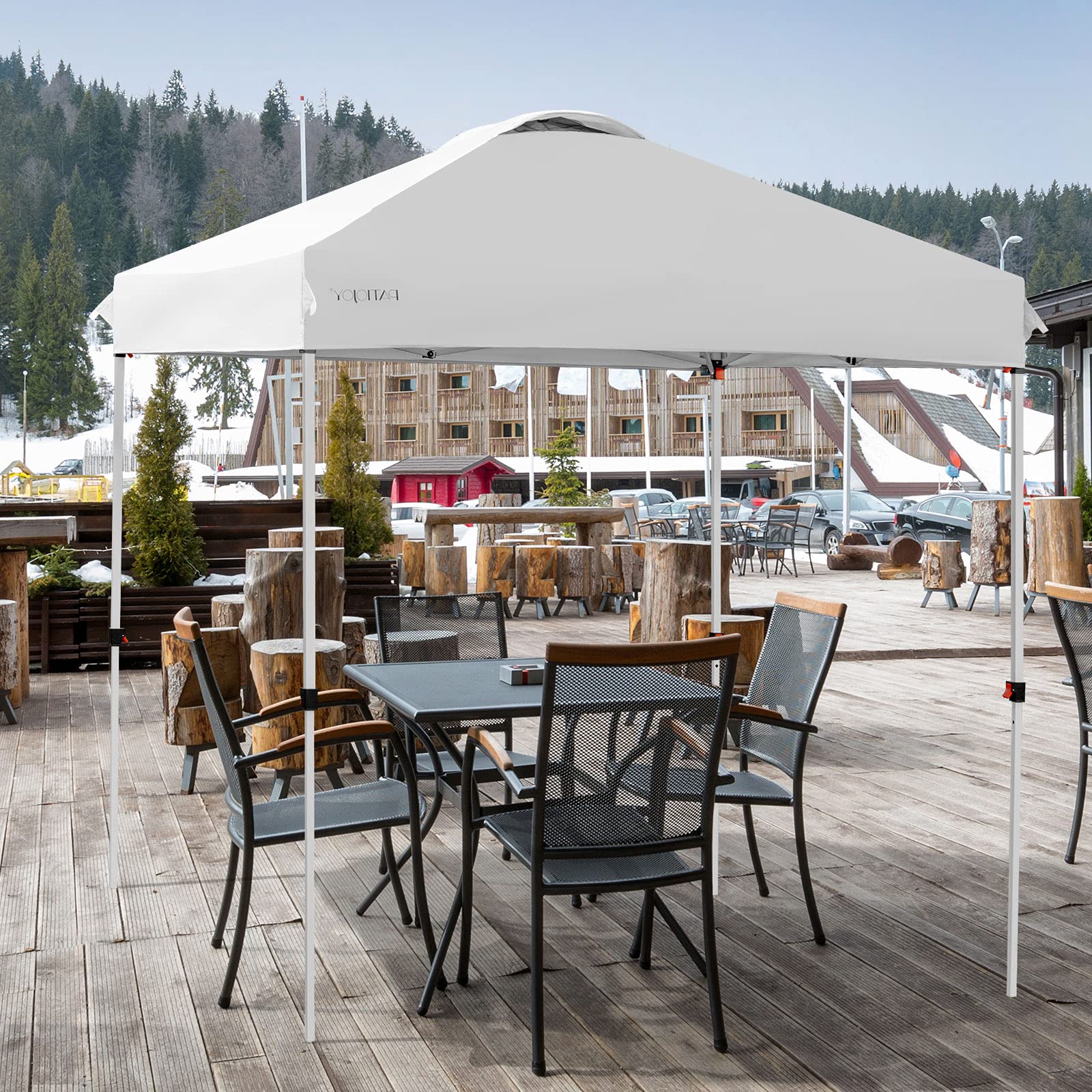 **Tangkula 6.6' x 6.6' White Outdoor Pop-Up Canopy Tent – Adjustable Height, Instant Setup, Includes Portable Roller Bag & 4 Weight Bags – Perfect for Camping, Beach, Picnics, Parties, and Outdoor Events**