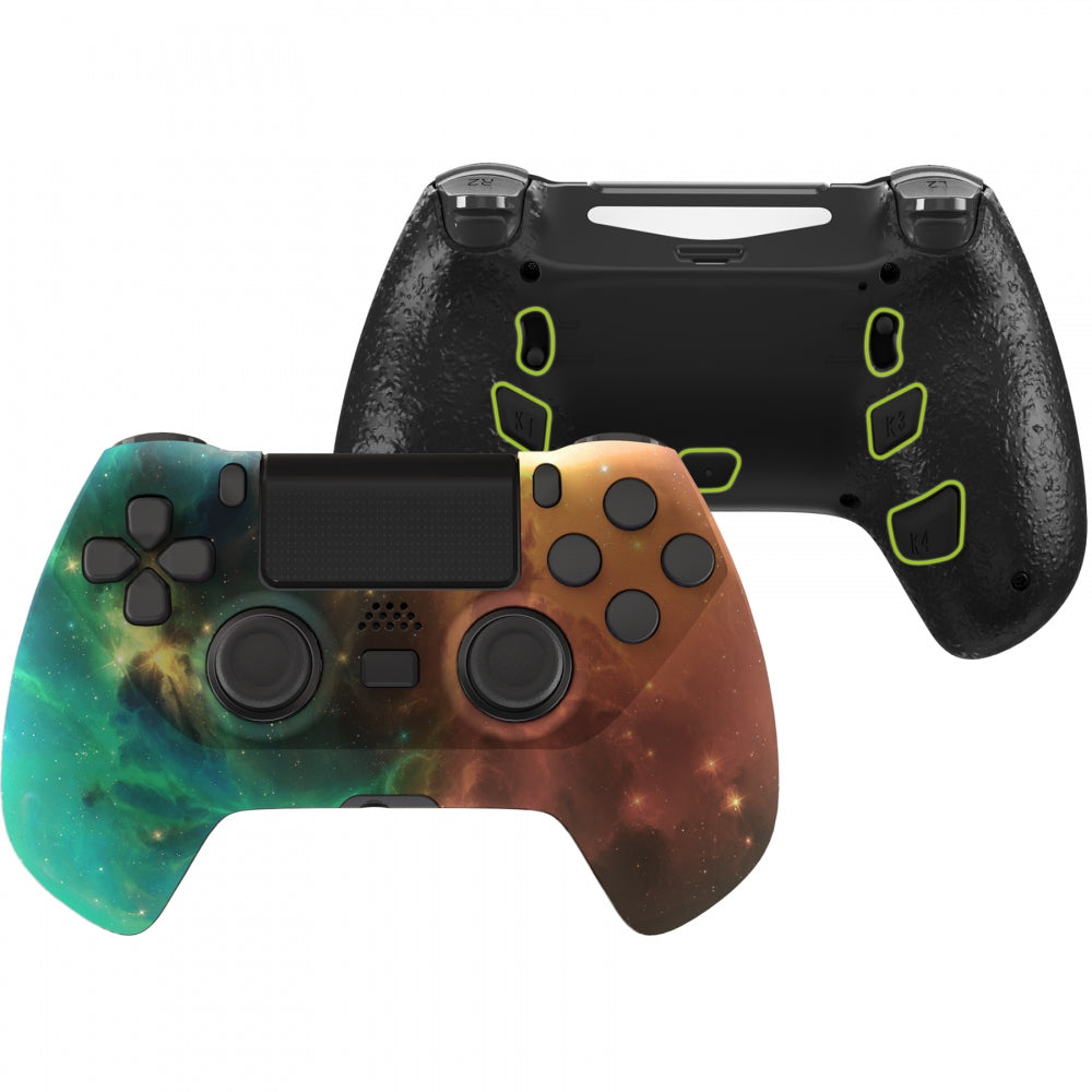 eXtremeRate Orange Star Universe DECADE Tournament Controller Upgrade Kit for PS4 Controller JDM-040/050/055 - Upgrade Board, Ergonomic Shell, Back Buttons & Trigger Stops (Controller Not Included) - Perfect for Competitive Gaming & Esports Tournaments