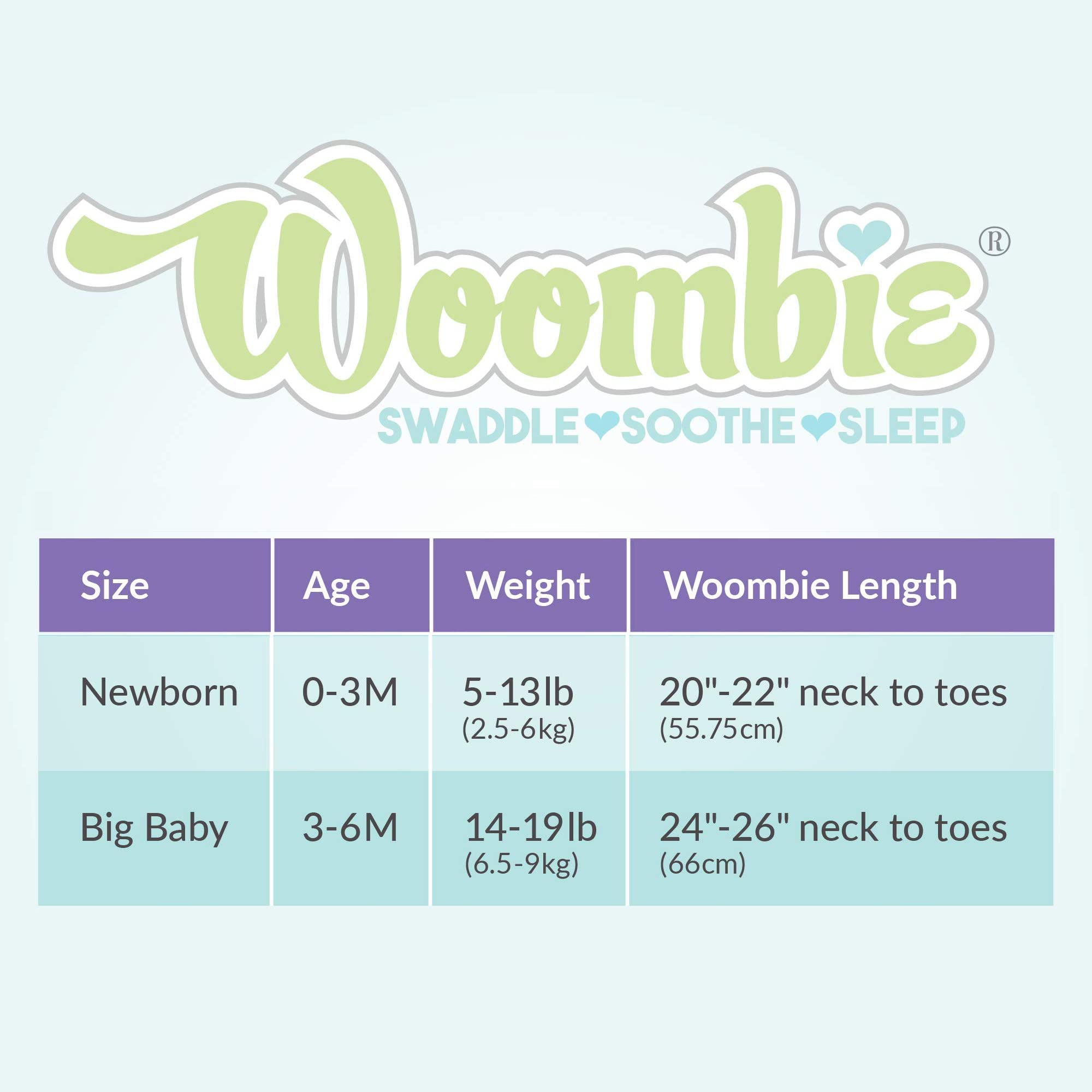 Woombie Original Baby Swaddling Blanket - Soft Cotton Wearable Swaddle Wrap for Newborns 5-13 lbs - Soothing Sleep Aid with Twilight Stripes Design - Perfect for Nursery, Travel & Calming Fussy Babies
