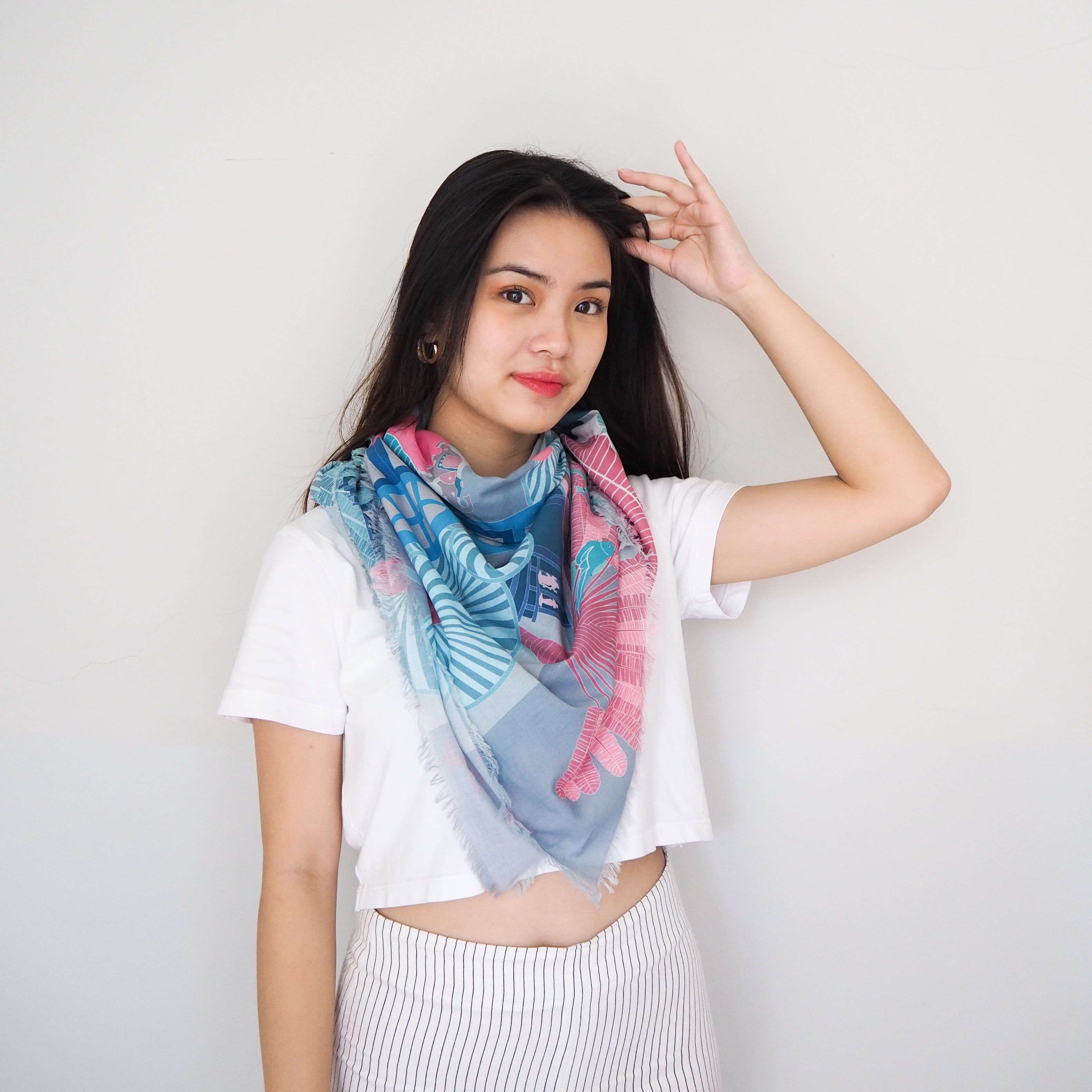 Stylish Floral Cotton Scarf for Women - Lightweight Summer Fashion Accessory - Perfect for Boho Outfits, Beach Cover-ups & Travel