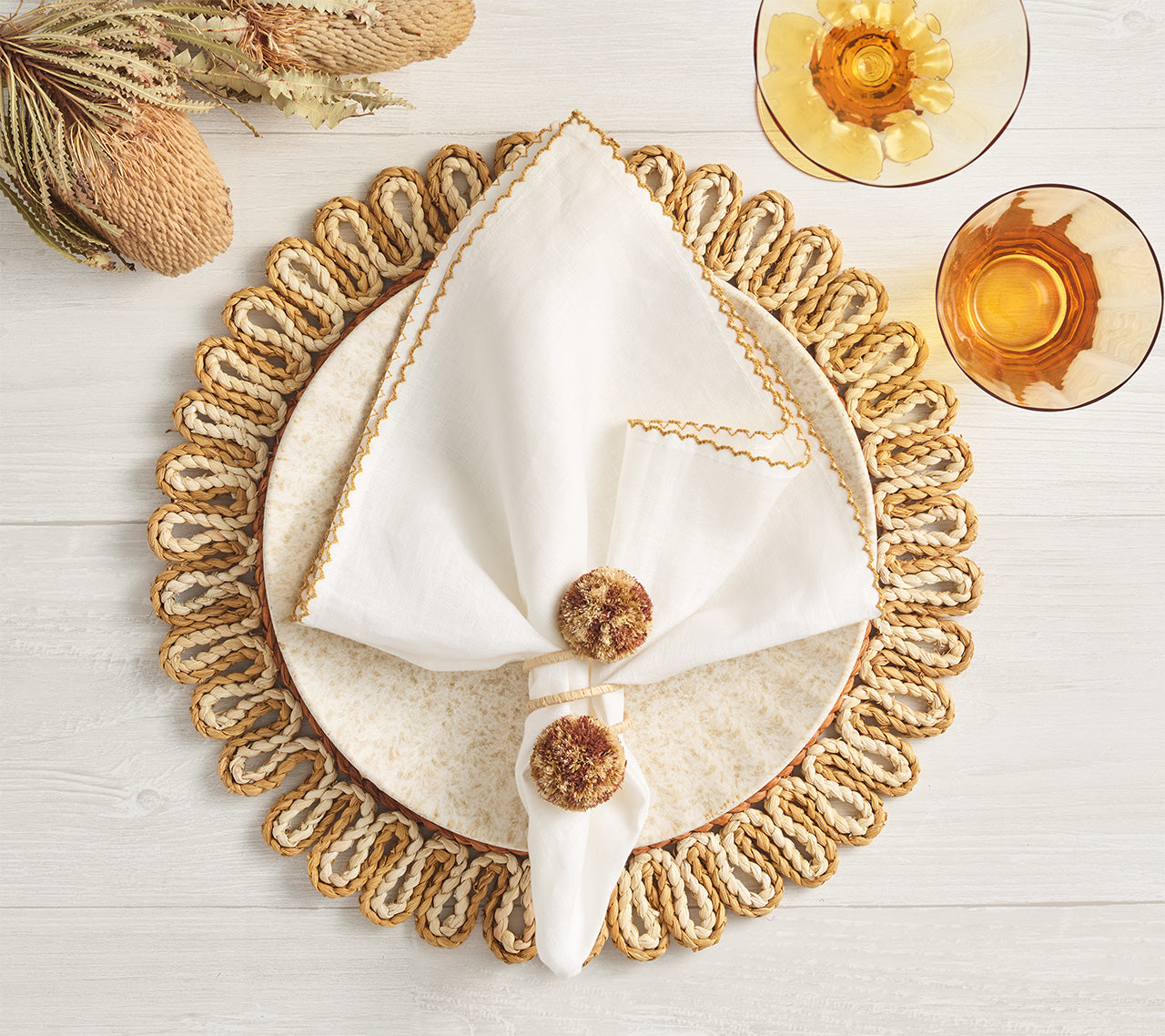 Casbah Placemats Set of 6 - Premium Woven Table Mats for Dining, Heat Resistant & Non-Slip - Perfect for Home Decor, Dinner Parties, and Holiday Gatherings