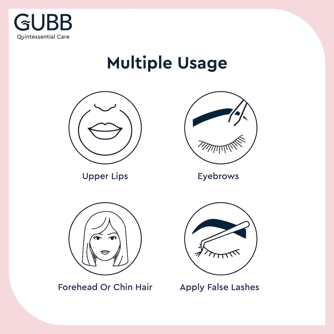 GUBB Stainless Steel Flat Tip Tweezers for Eyebrows & Upper Lip Hair Removal - Precision Hair Plucker Set of 2 - Perfect for Grooming, Makeup Application & Travel Essentials