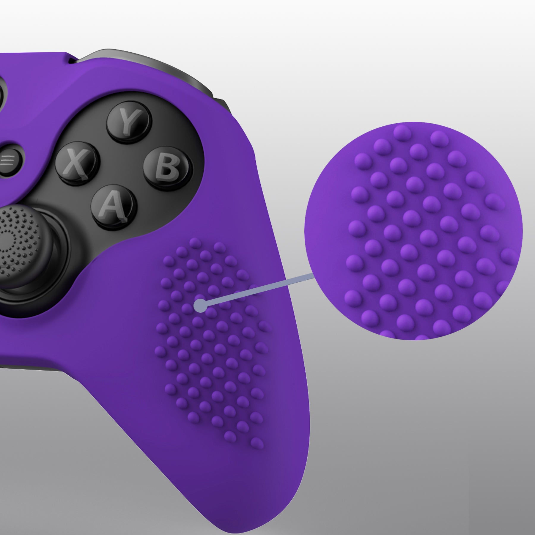 eXtremeRate PlayVital Purple Anti-Slip Silicone Controller Cover for Xbox One Elite Series 2 (Model 1797 & Core) - Soft Protective Skin with Thumb Grips & Analog Caps | Perfect for Gaming, Streaming & Long Play Sessions XBOWP0061GC