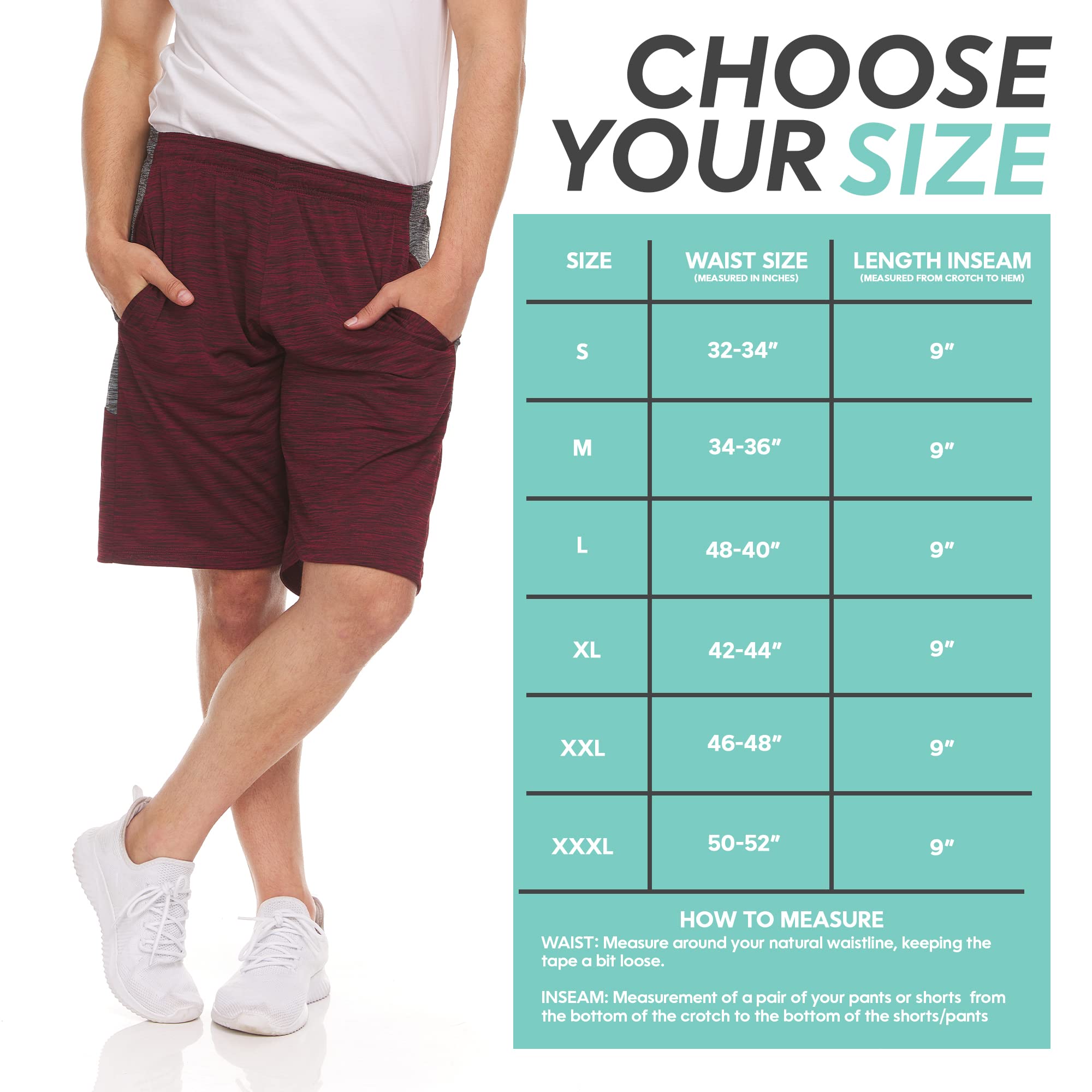 3 Pack Men's Athletic Shorts with Pockets - Gym Workout & Basketball Shorts (Sizes S-3XL) for Sports, Running, and Casual Wear