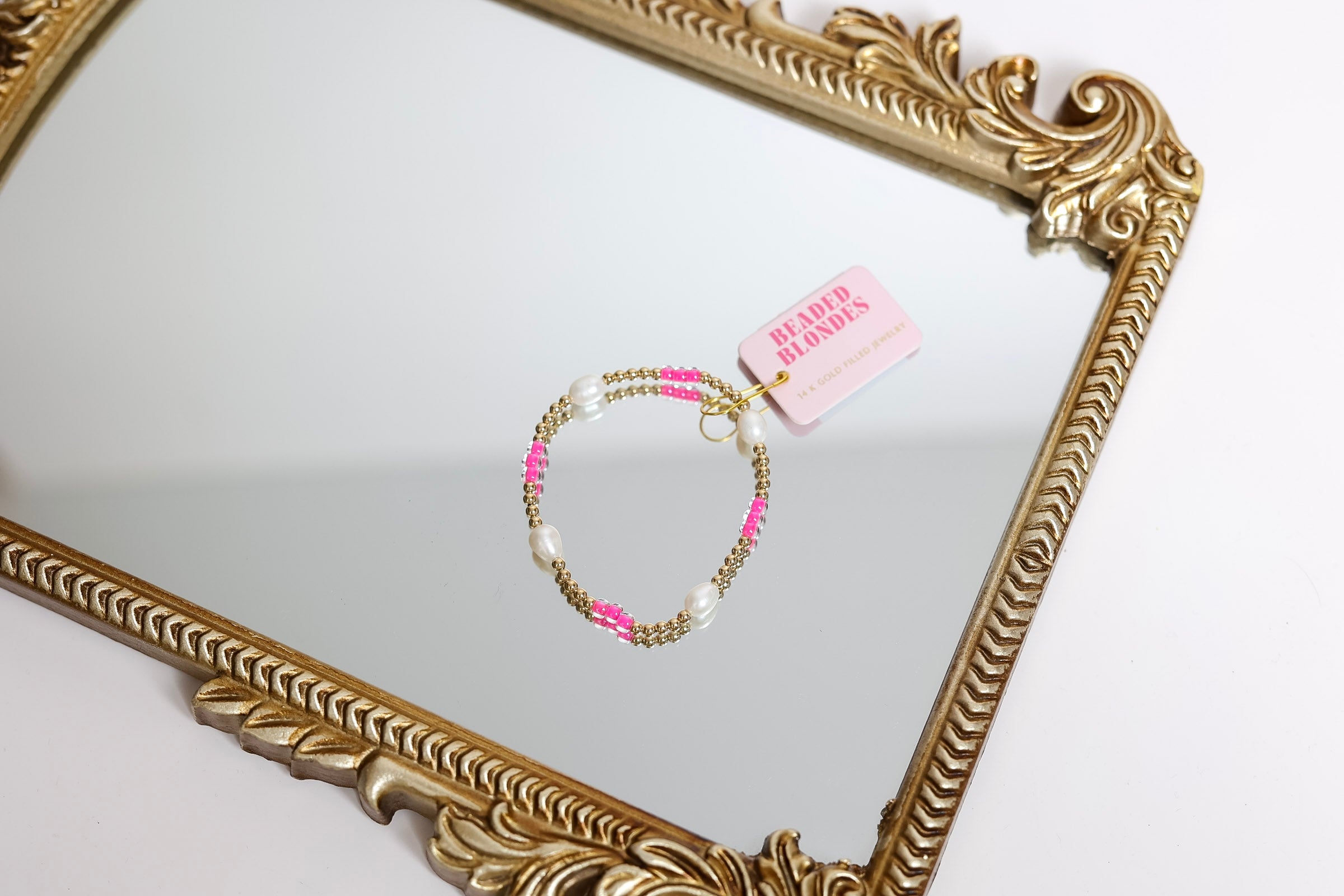 Beaded Blondes Hot Pink Pearl Poppi Bracelet - Elegant Pearl Beaded Jewelry for Women, Perfect for Parties, Weddings & Special Occasions