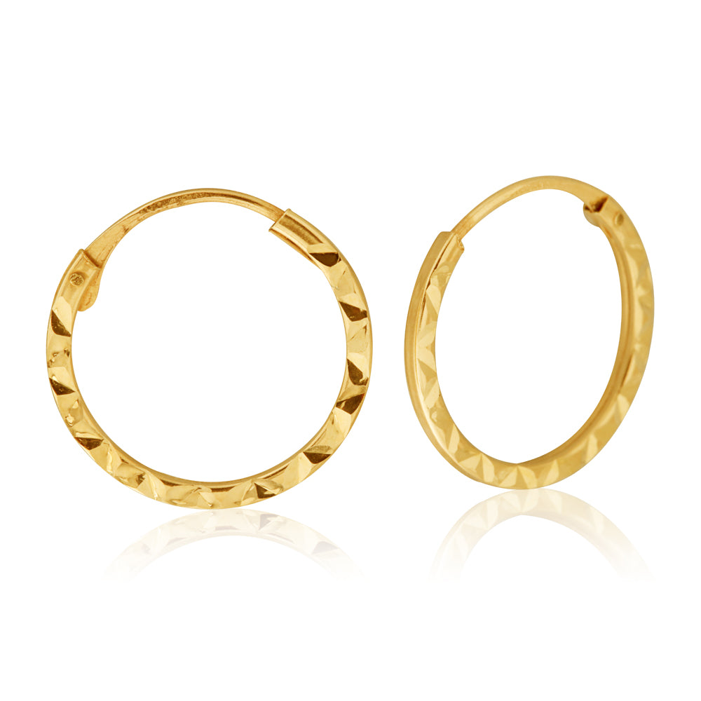 9ct Yellow Gold 12mm Hinged Hoop Earrings for Women - Classic Dainty Everyday Jewelry - Perfect for Work, Date Night & Special Occasions