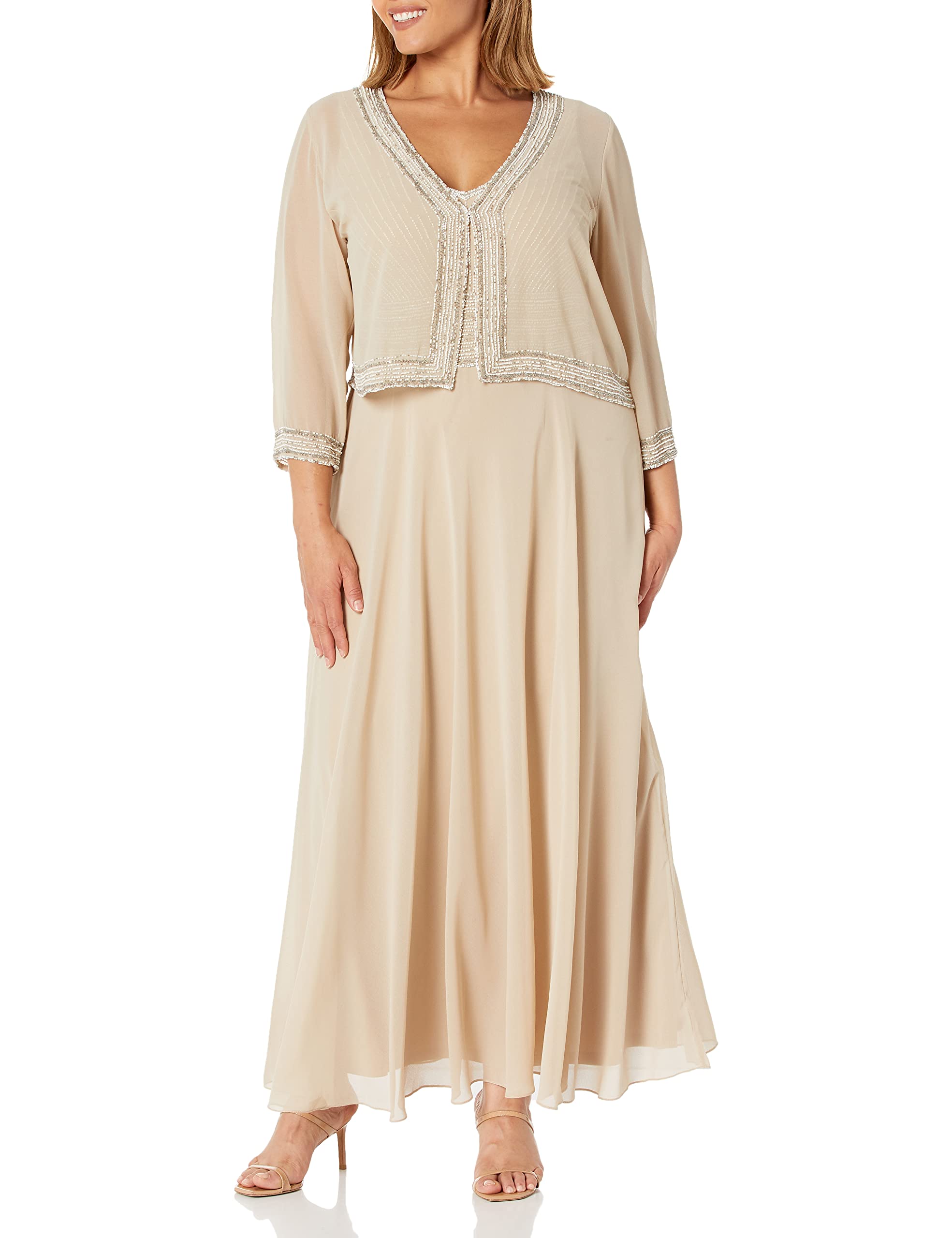 J Kara Women's Beaded Jacket Dress - Elegant Boho Chic Cover Up for Weddings, Parties & Special Occasions
