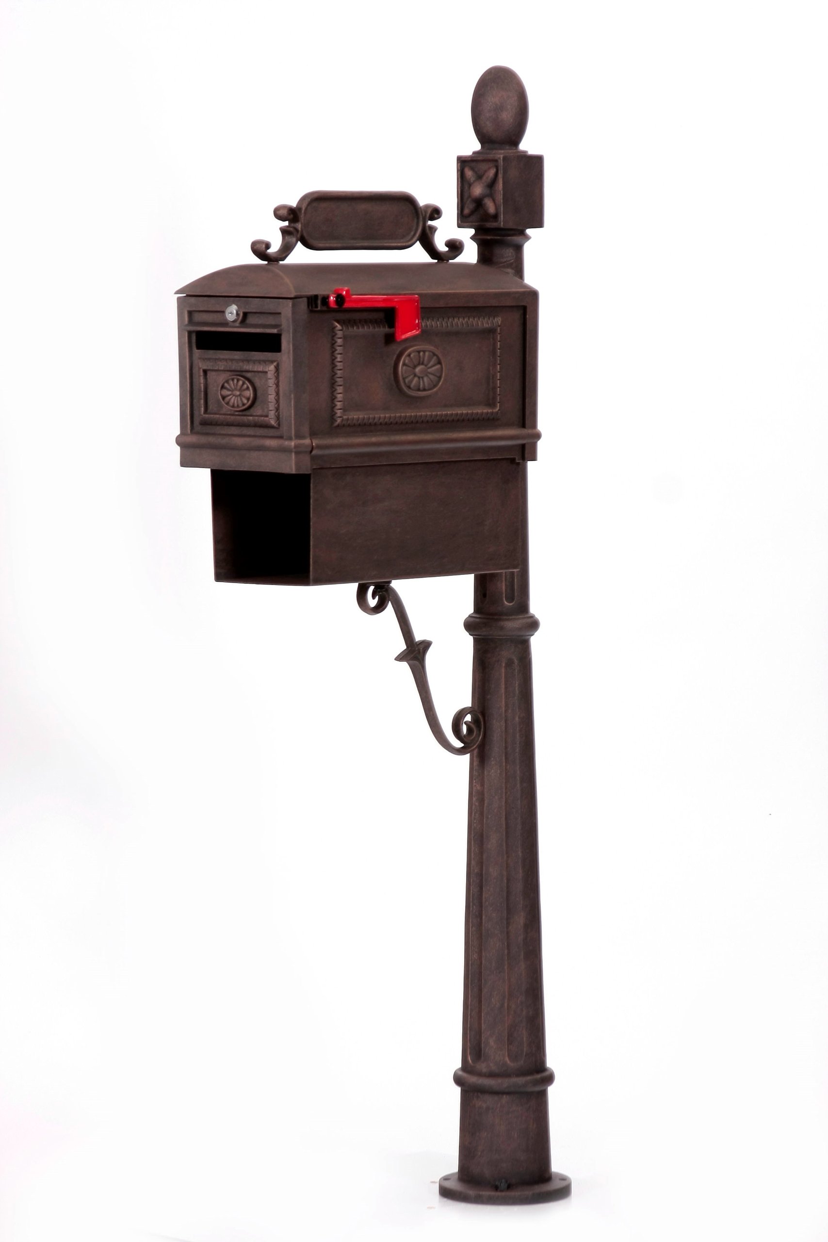 Vintage Bronze Decorative Cast Aluminum Locking Mailbox with Paper Holder - Secure & Stylish for Home, Office, or Garden Use