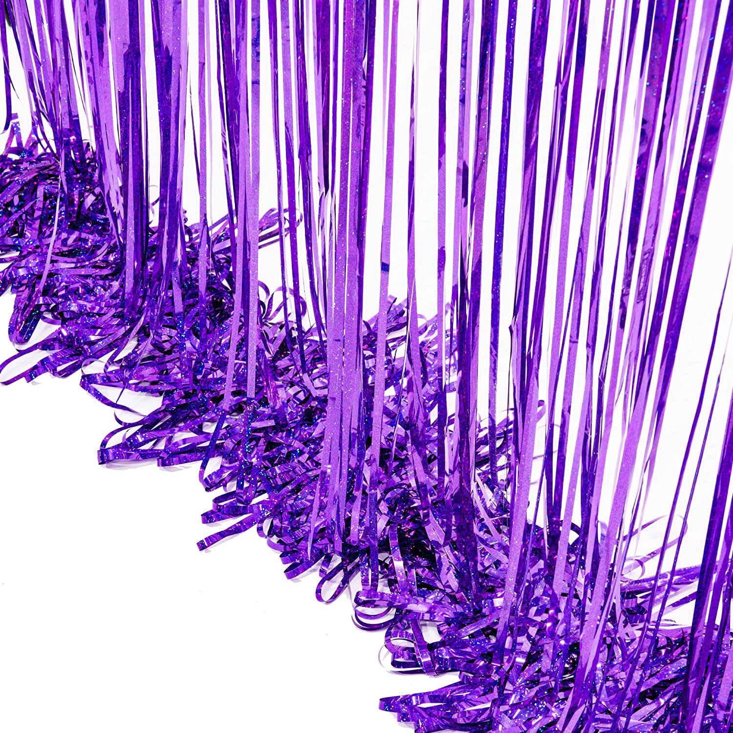BRAVESHINE Purple Tinsel Foil Fringe Curtains - 2 Pack 3.2x8.2ft Metallic Party Decorations for Halloween, Birthday, Valentine's Day, Bridal Shower, Bachelorette, Anniversary & Engagement Parties | Photo Booth Backdrop, Room Decor, Event Supplies