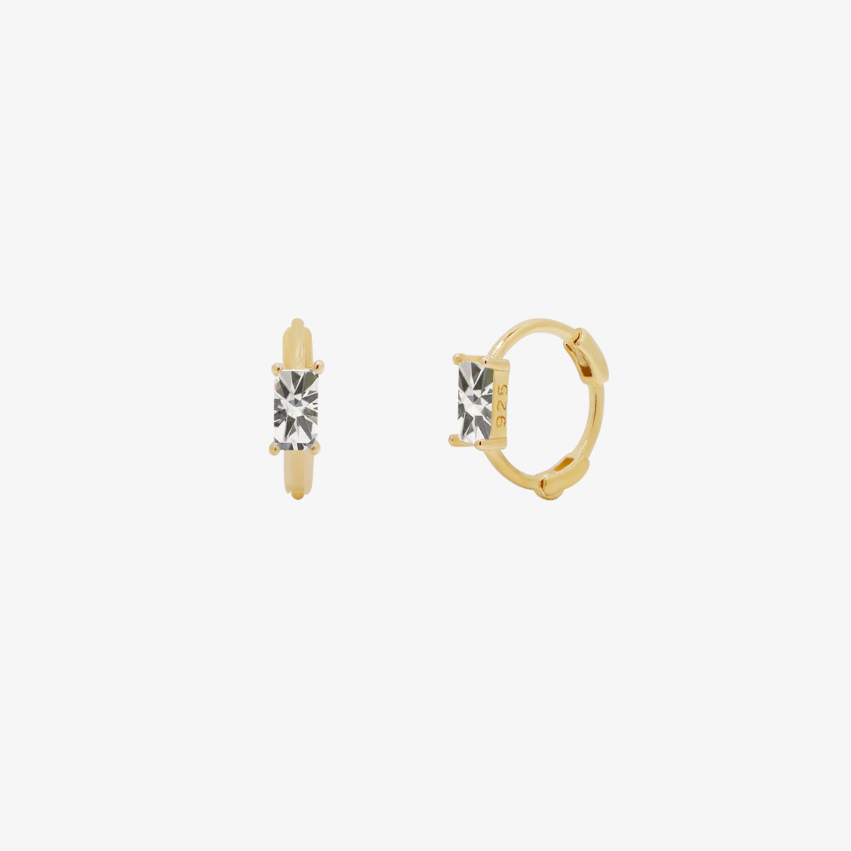 Single Square Cubic Huggie Earrings - Minimalist Geometric Hoop Earrings for Women, Gold & Silver Huggie Hoops for Everyday Wear | Perfect for Work, Date Night & Casual Outfits