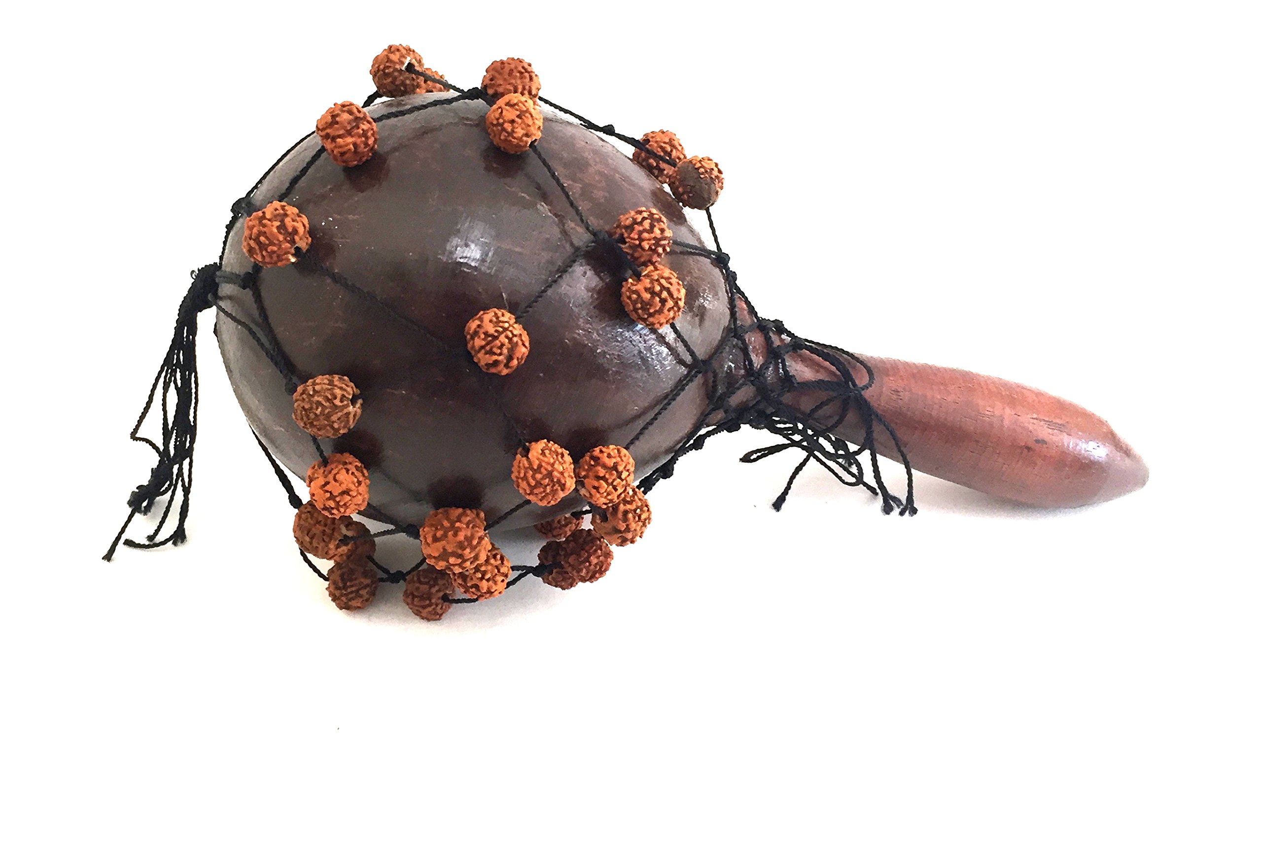 Premium Coconut Wood Maraca Shaker with Sacred Beads - Handcrafted Percussion Instrument for Authentic Latin Sound | Perfect for Music Class, Band Practice & Cultural Performances