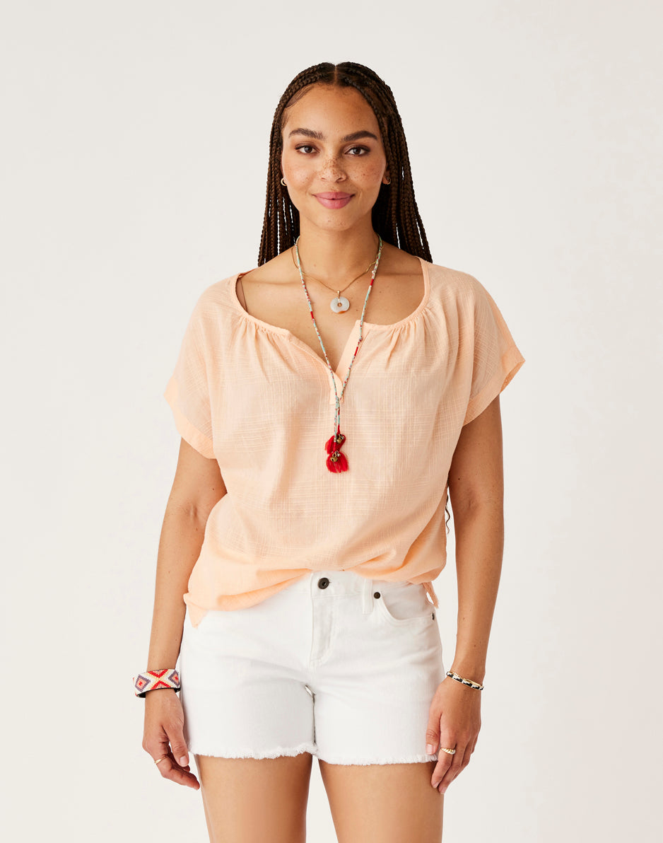 James Textured Peach Blouse for Women - Elegant Casual Wear for Office & Date Night | FINAL SALE