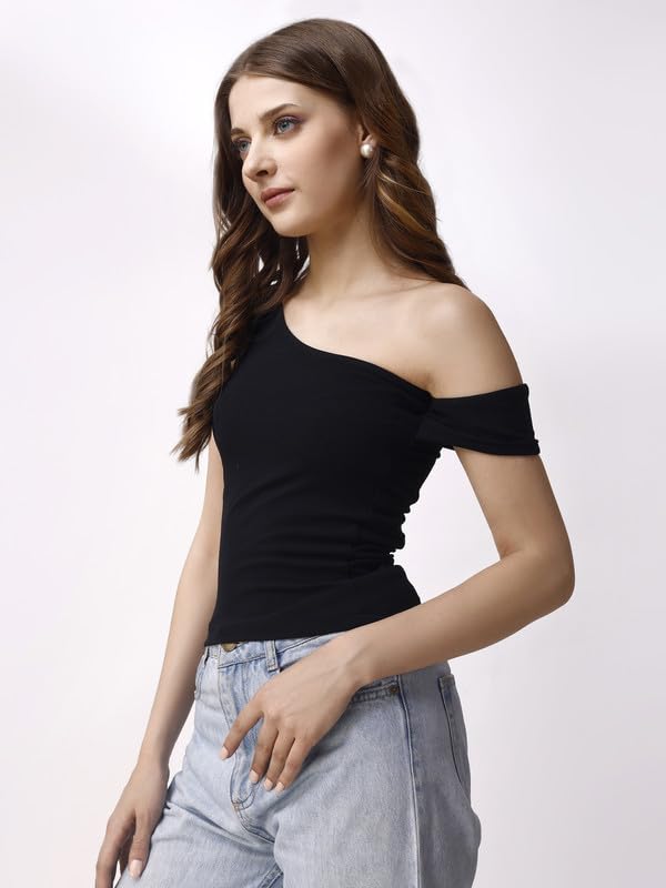 PRIDESKA Women's Solid Polyester Tank Top - Black Crop Top for Women | Stylish & Comfortable Summer Casual Wear | Perfect for Gym, Yoga, Beach & Everyday Outfits (PRI-WW-37-BLACK)