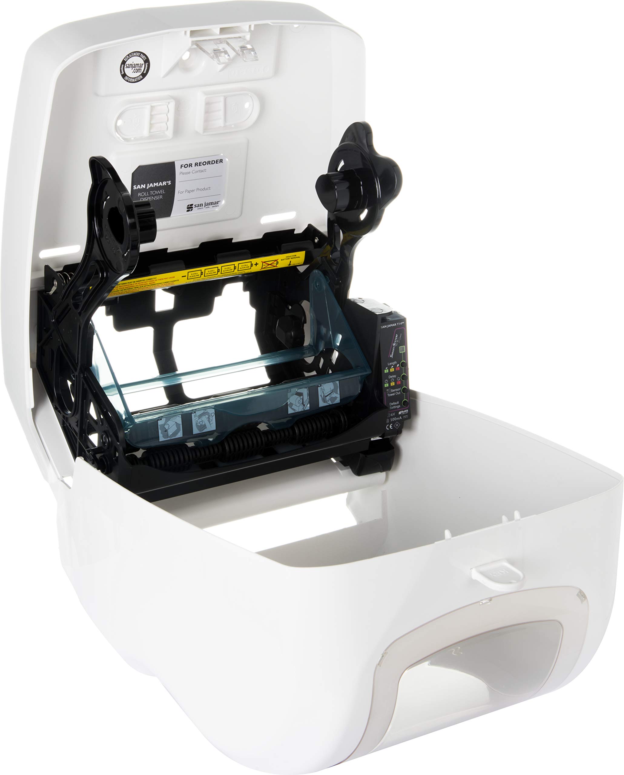 San Jamar Summit Smart System with IQ Sensor Paper Towel Dispenser - Touchless Operation for Standard & 4-Inch Core Rolls - Ideal for Bathrooms, Kitchens, Restaurants & Office Spaces - White Plastic Hygienic Solution