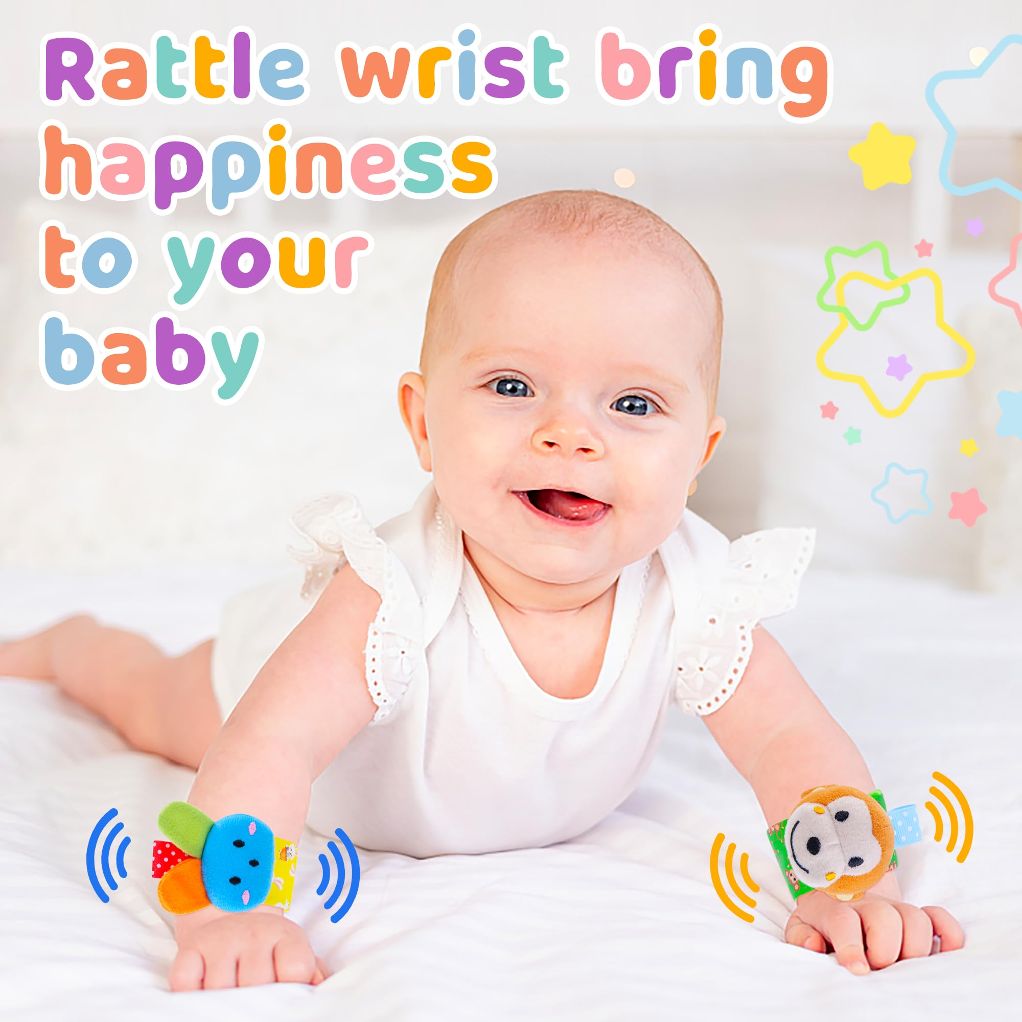 **Soft Baby Rattle Socks & Wristband Set - Sensory Toys for Infants 0-12 Months | Cute Cotton Rattle Accessories for Boys & Girls | Perfect Baby Shower Gift & Early Learning Playtime**    *(Ideal for Tummy Time, Sensory Development, and Newborn Play Stimulation)*