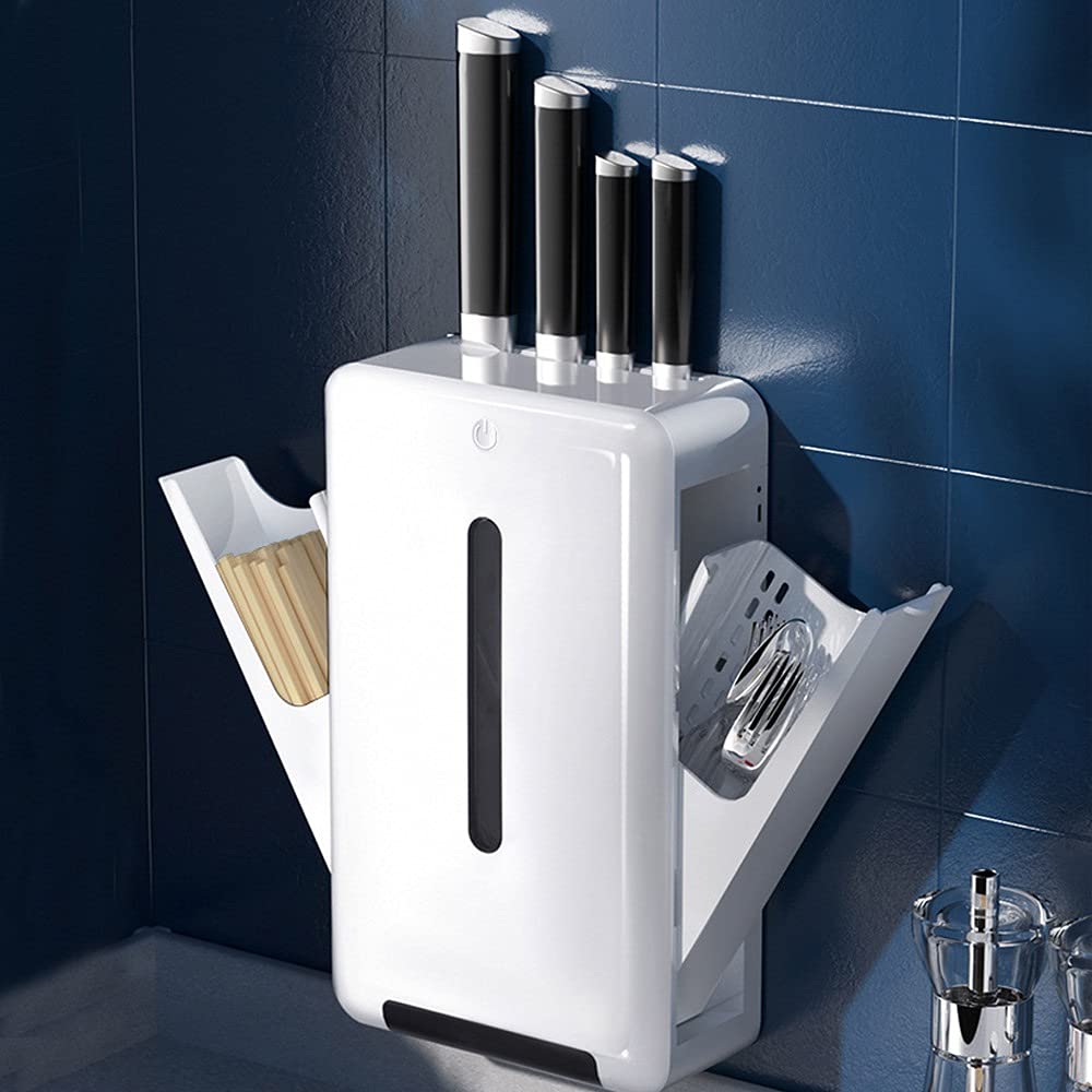 Sturdy Plastic Chopsticks Drainer & Utensil Holder - Countertop or Wall Mount Organizer with Detachable Drying Rack for Spoons, Forks, and Kitchen Tools - Perfect for Asian Cooking, Dish Drying, and Small Space Organization