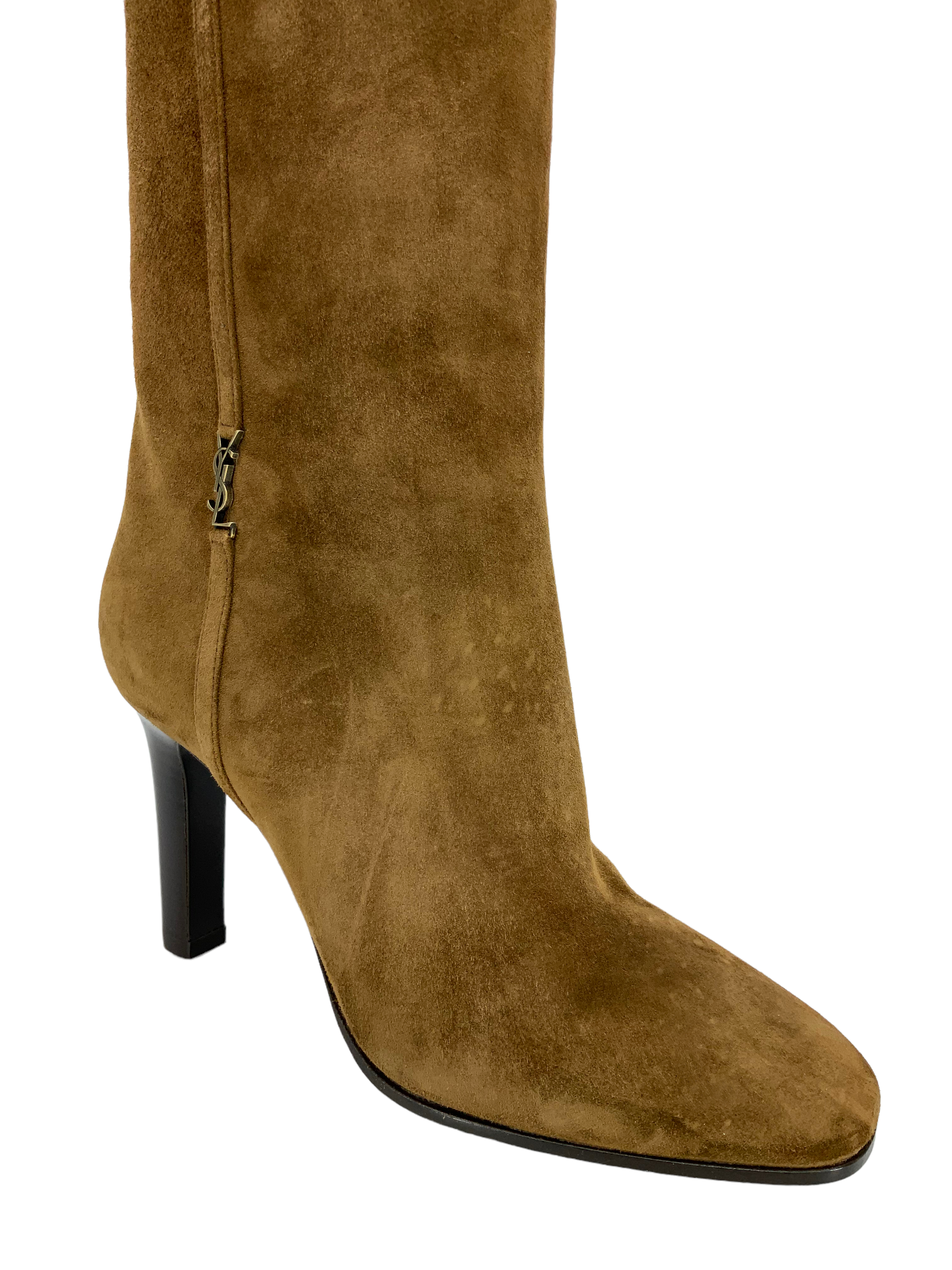 SAINT LAURENT Jane 90 Suede Knee High Boots Women's Size 7.5 - Brand New Luxury Boots for Fall Winter Fashion, Date Night & Office Wear