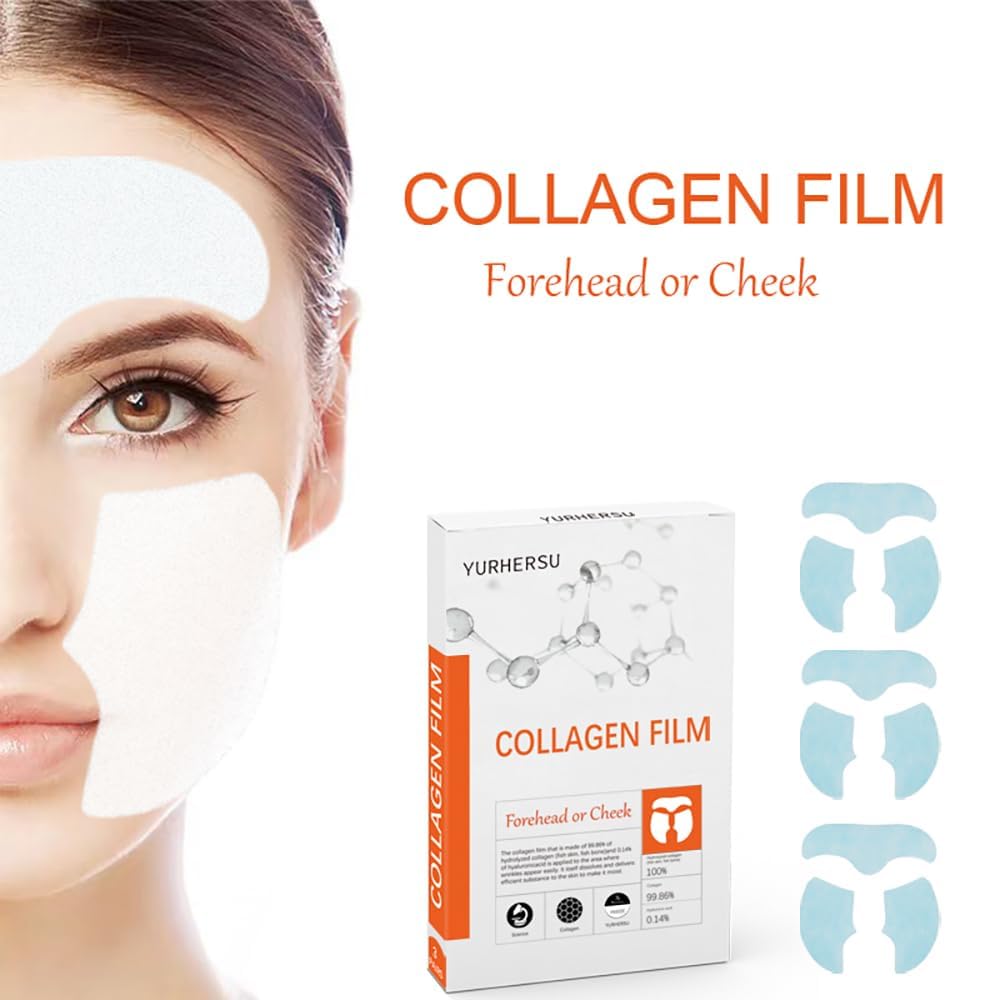 **Collagen Face Mask - Soluble Melting Film for Forehead & Cheeks, Moisturizing & Anti-Wrinkle Care, Skin Soothing & Firming Treatment - Improves Elasticity for Smooth Skin | Perfect for Daily Skincare & Spa Nights**
