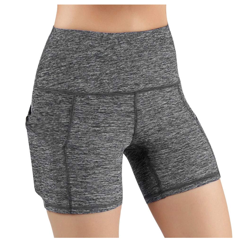 Women's Spandex Running Shorts - High Waist Yoga Workout Shorts with Pockets - Breathable Compression Fitness Shorts for Running, Gym & Active Lifestyle