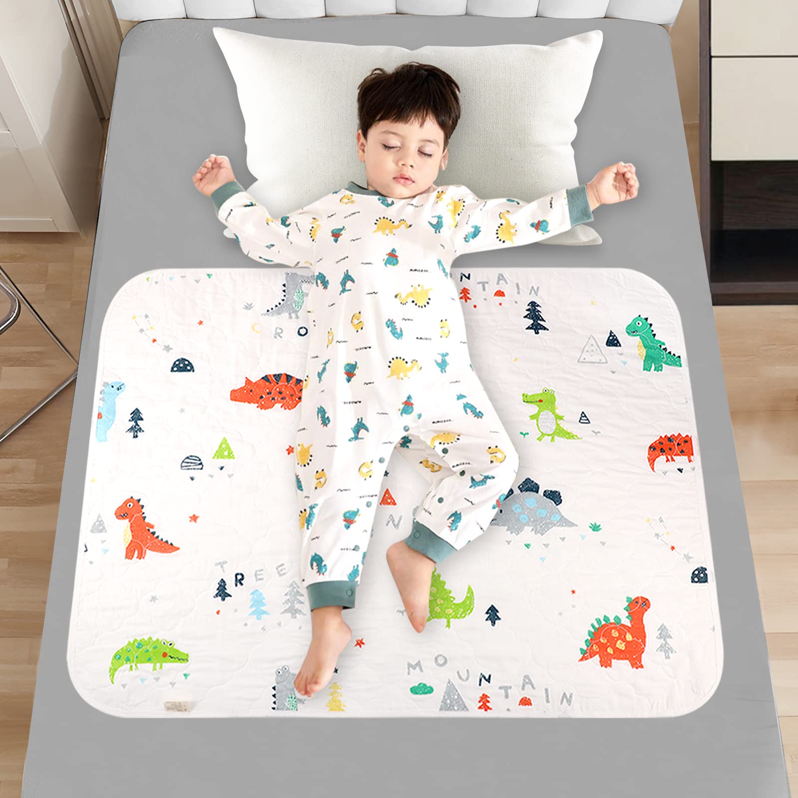 **Thboxes Waterproof Dinosaur Potty Training Bed Pad - 70x90cm Toddler Bed Wetting Protector for Single Size Beds - Soft & Absorbent Mattress Cover for Kids - Ideal for Daytime Naps & Overnight Protection**