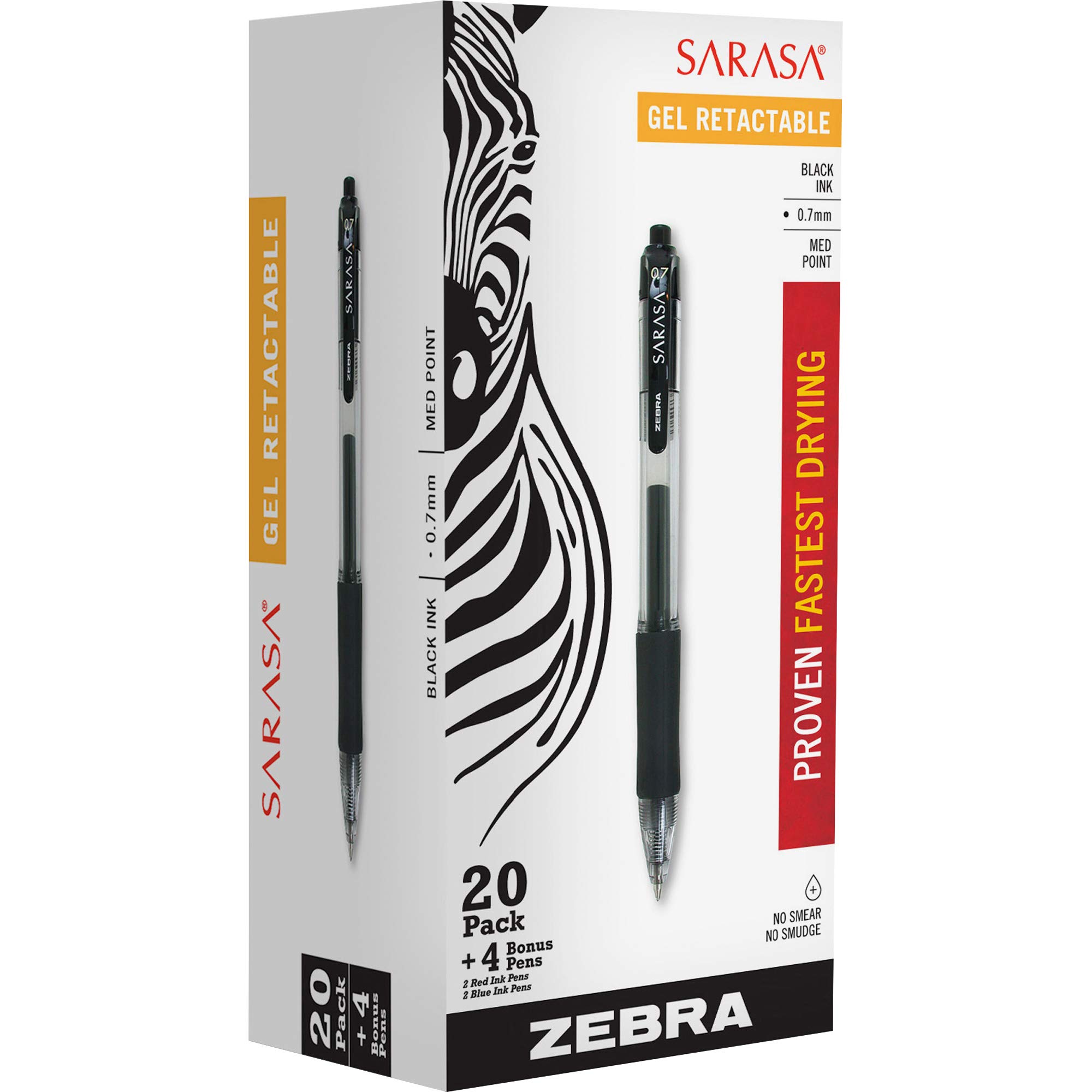 Zebra Gel Pens Retractable 0.7mm Assorted Colors 24-Pack (ZEB14680) - Smooth Writing for School, Office & Art Projects