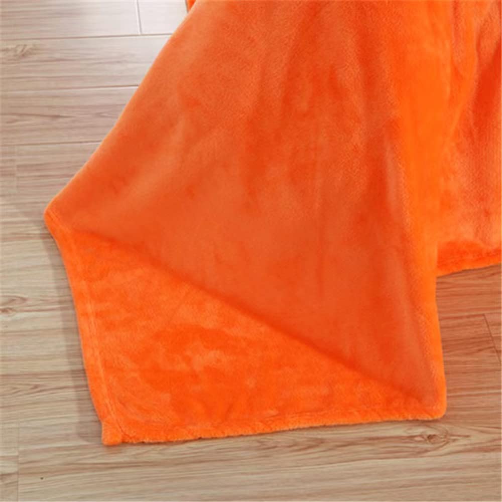Soft Fleece Blanket Queen Size - Solid Flannel Plush Microfiber Bed Blanket | Lightweight & Cozy for Bed, Sofa, Couch & Travel | Perfect for Winter Nights, Movie Time & Camping - Orange