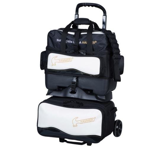 Hammer Vibe 4 Ball Roller Bowling Bag - Black/White - Perfect for League Play & Tournament Travel