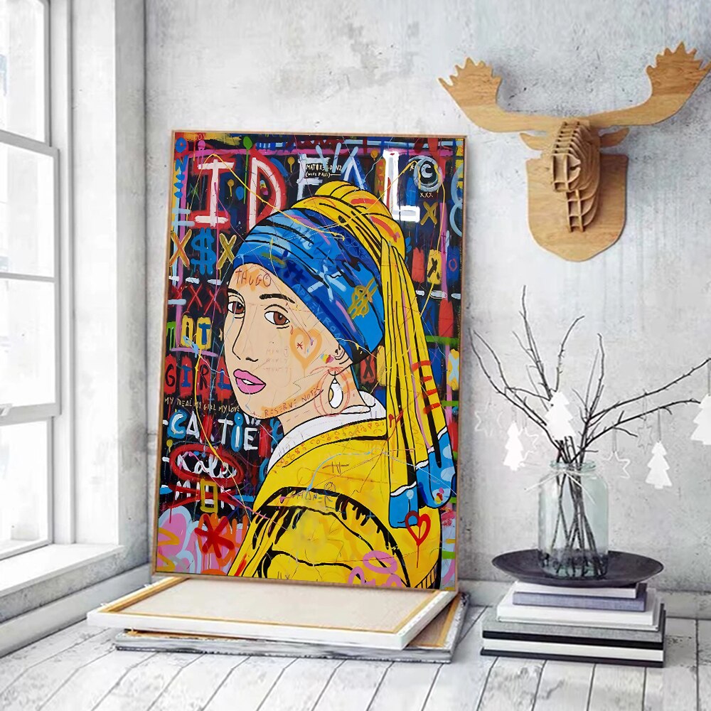 Banksy Milkmaid Canvas Wall Art - Authentic Street Art Print for Home & Office Decor | Perfect for Living Room, Bedroom & Gallery Walls