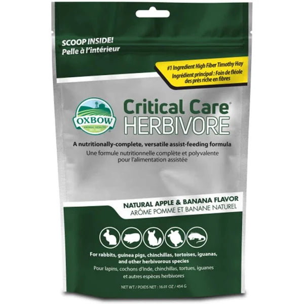 Oxbow Critical Care Herbivore Recovery Food - Apple & Banana Flavor (454g) for Small Pets Like Rabbits, Guinea Pigs & Chinchillas - Perfect for Post-Surgery Care & Digestive Support