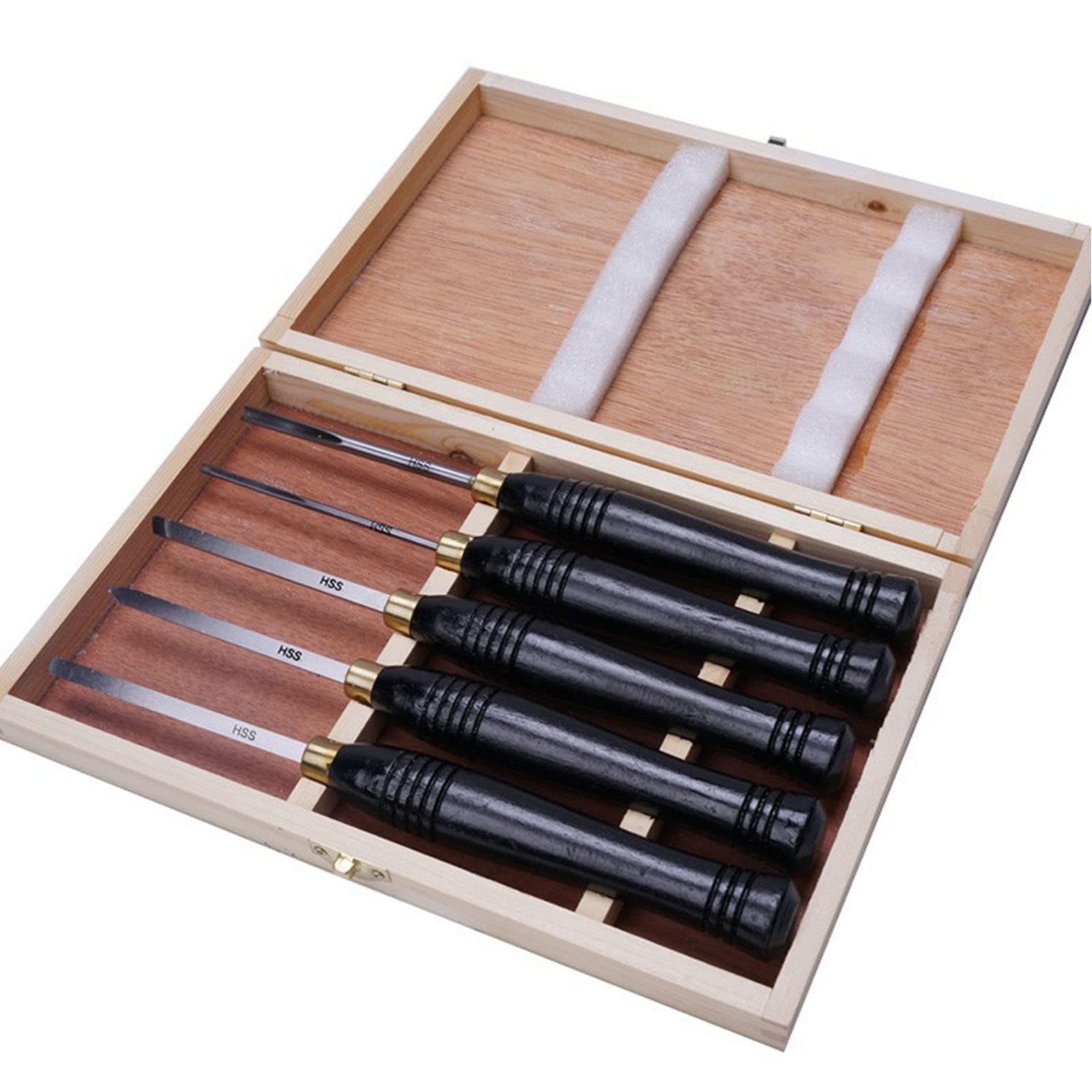 5Pcs High Speed Steel Wood Lathe Chisel Set - HSS Wood Turning Tools with Wooden Handles & Storage Case - Perfect for Woodworking, Wood Carving, and DIY Projects for Beginners