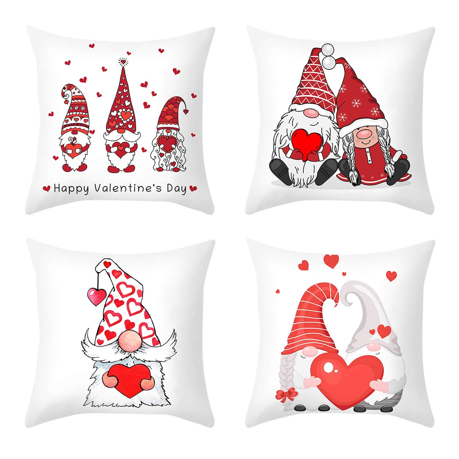 4-Piece Fleece Pillow Covers Set - 18x18 Inch Soft Decorative Throw Pillowcases for Couch, Bed, Sofa - Valentine's Day Home Decor (Multicolor, One Size) - Perfect for Living Room, Bedroom & Seasonal Styling
