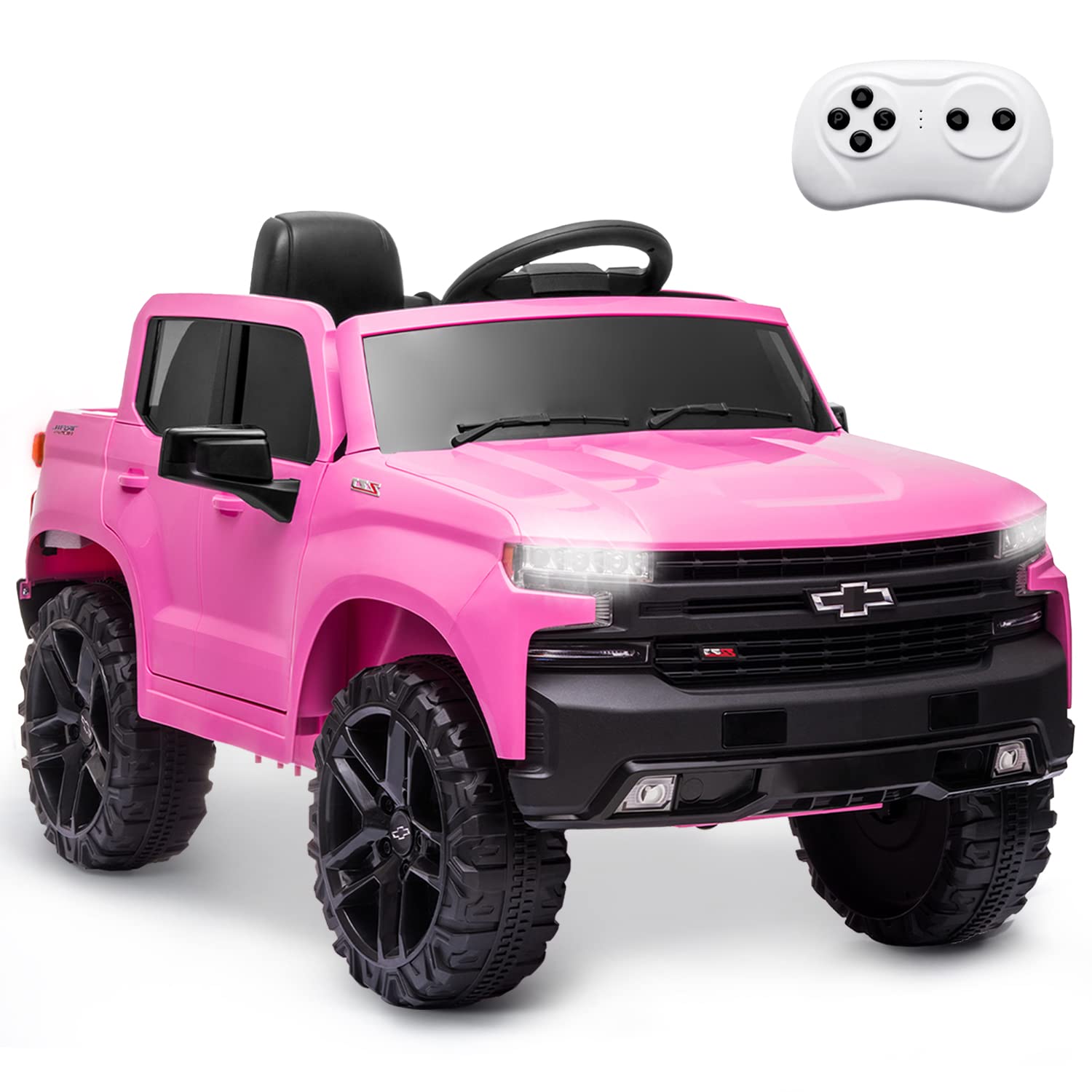 12V Kids Ride On Truck with Remote Control - Chevrolet Silverado Electric Car for Boys & Girls, LED Lights, 3 Speeds, Spring Suspension, MP3 Player - Perfect for Birthday Gifts & Outdoor Play