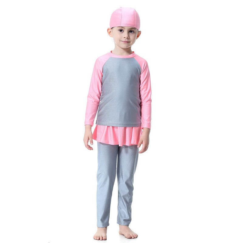 3-Piece Girls Burkini Swimwear Set - Modest Muslim Swimsuits for Kids - Perfect for Beach, Pool & Water Activities