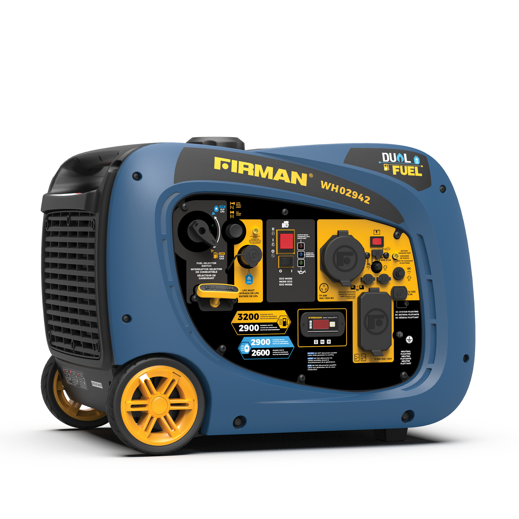 Refurbished 3200W Dual Fuel Inverter Generator with Electric Start - Perfect for Camping, RV Trips & Emergency Power Backup