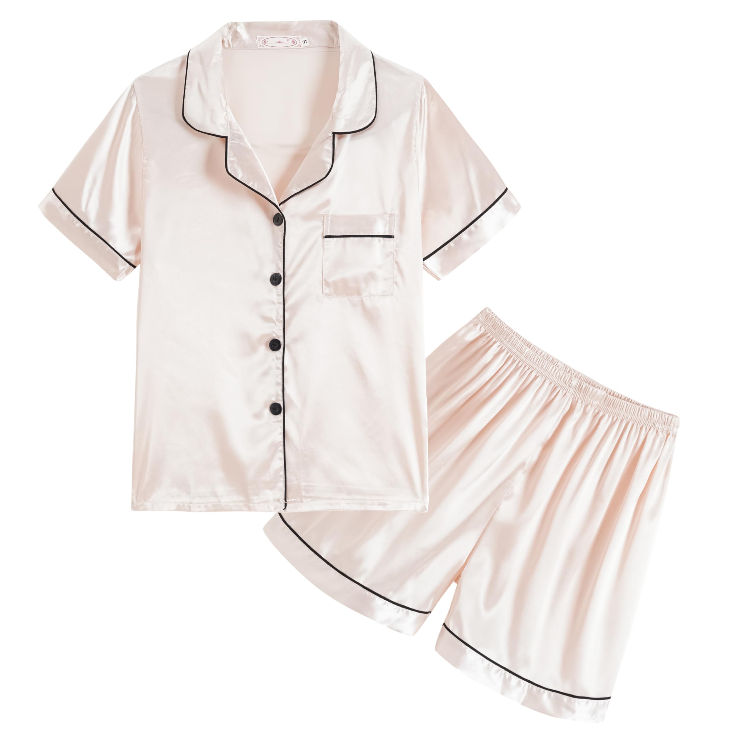 Unisex Kids Pajama Sets - Summer Short Sleeve & Shorts Sleepwear for Boys and Girls - Soft Silky Button Down Loungewear - Perfect for Bedtime, Sleepovers & Summer Nights