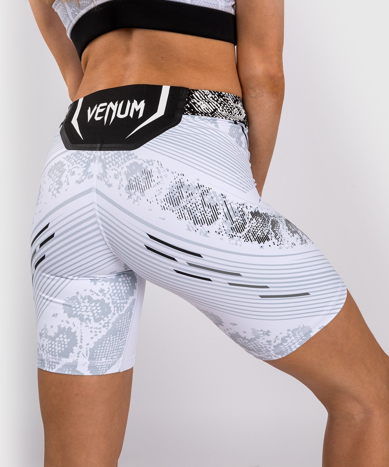 Venum UFC Adrenaline Personalized Authentic Women's Fight Night Vale Tudo Shorts - Long Fit White MMA Training & Competition Gear